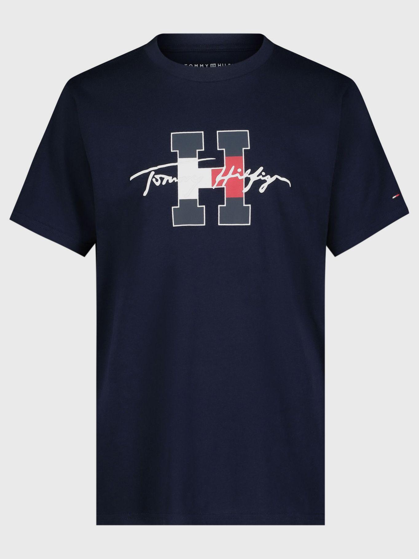 Polera De Niño Logo Script 405 Azul Tommy Hilfiger-0