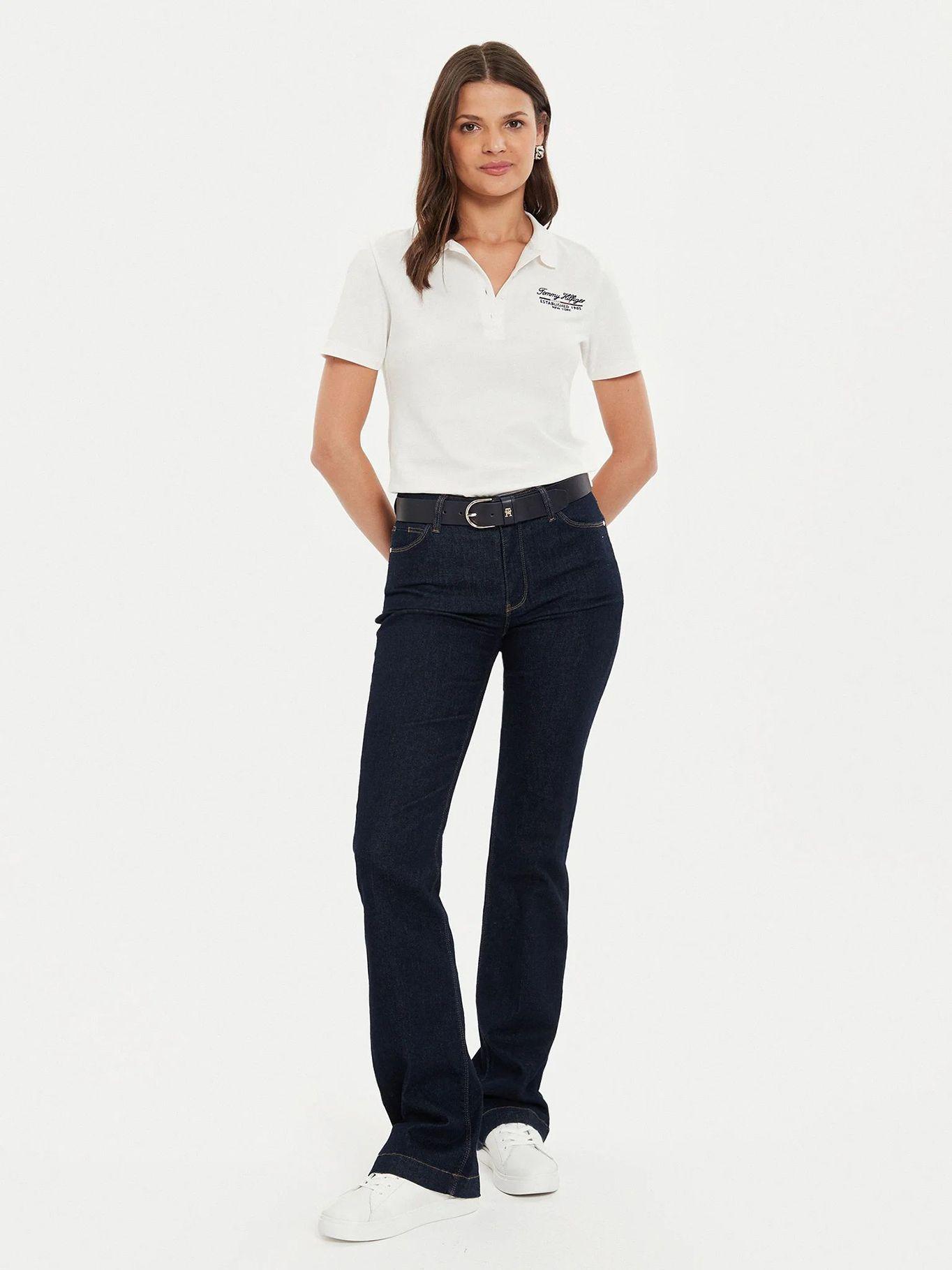 Polo Logo Script Slim Fit Blanco Tommy Hilfiger-1