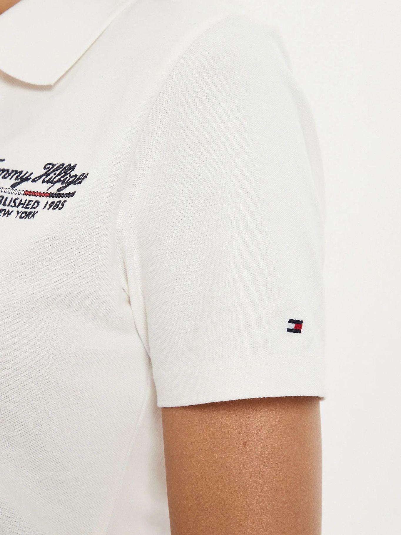 Polo Logo Script Slim Fit Blanco Tommy Hilfiger-4