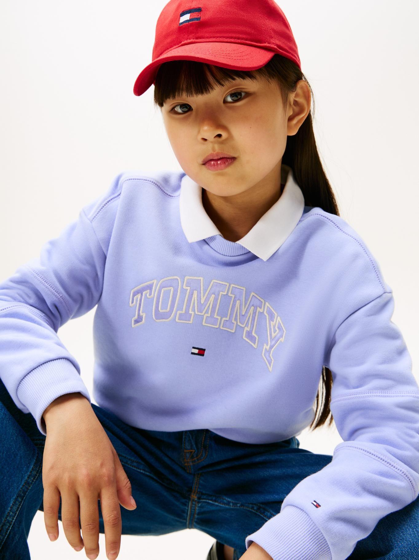 Polerón Varsity Amplio Con Logo Celeste Tommy Hilfiger-3