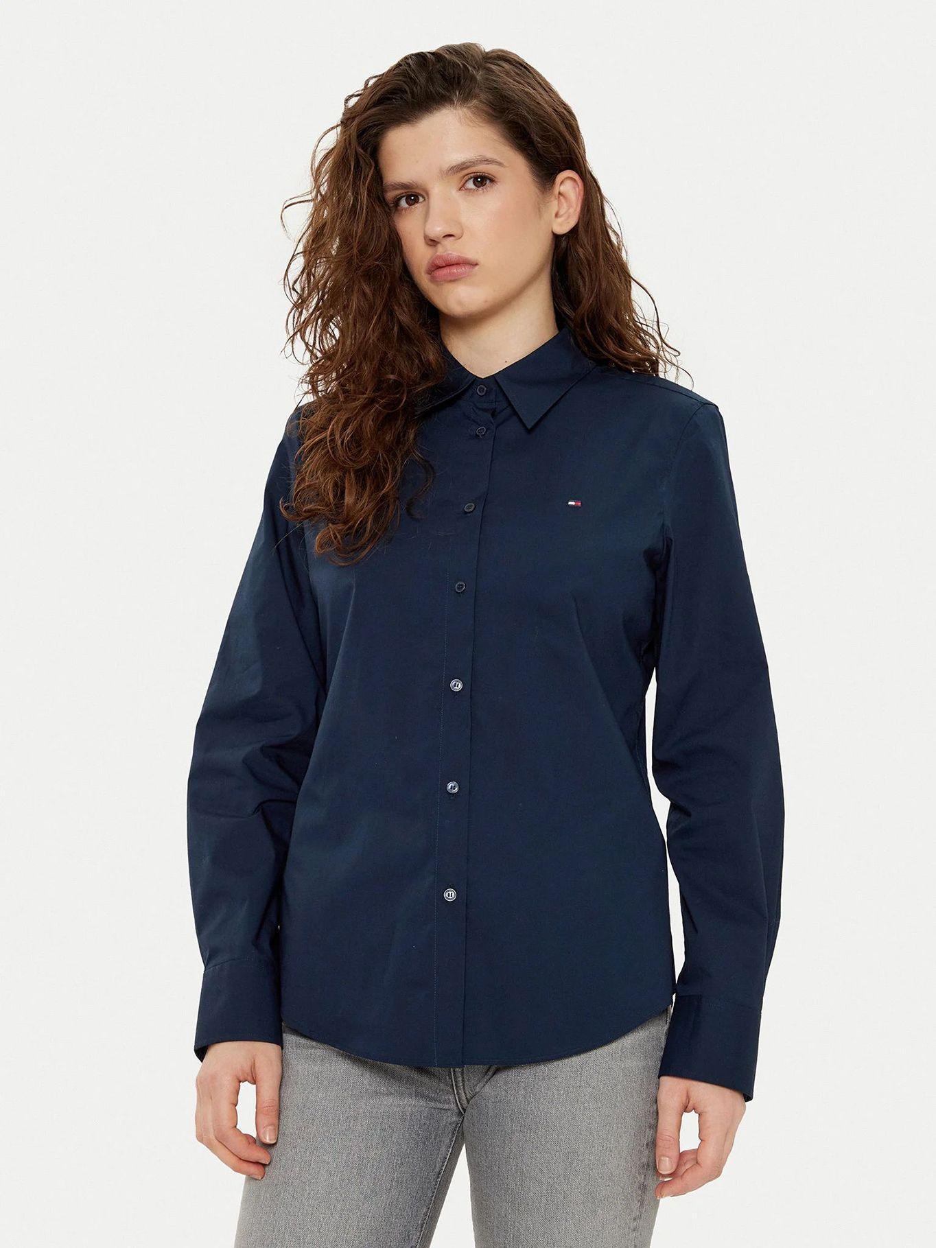 Camisa Stretch De Corte Regular 02G Azul Tommy Hilfiger-0