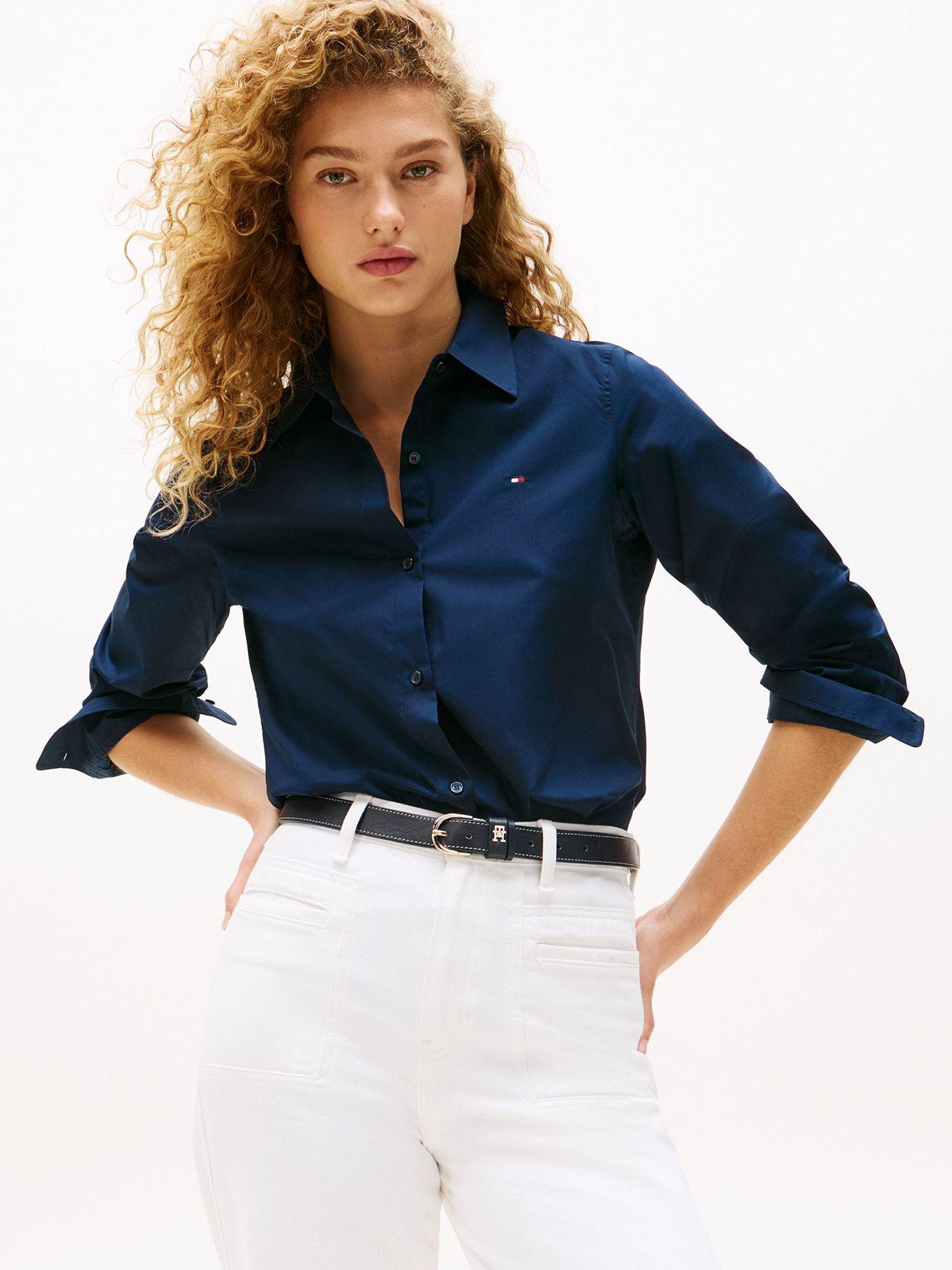 Camisa Stretch De Corte Regular Azul Tommy Hilfiger-0