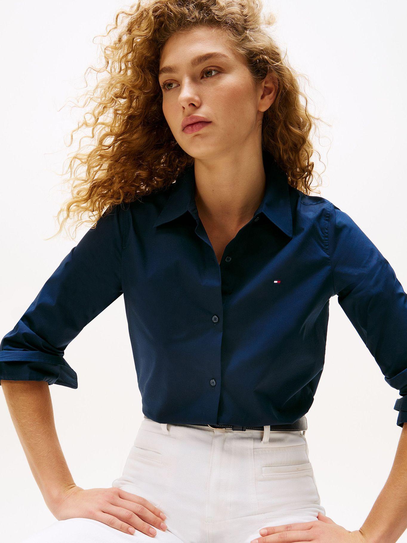 Camisa Stretch De Corte Regular Azul Tommy Hilfiger-3
