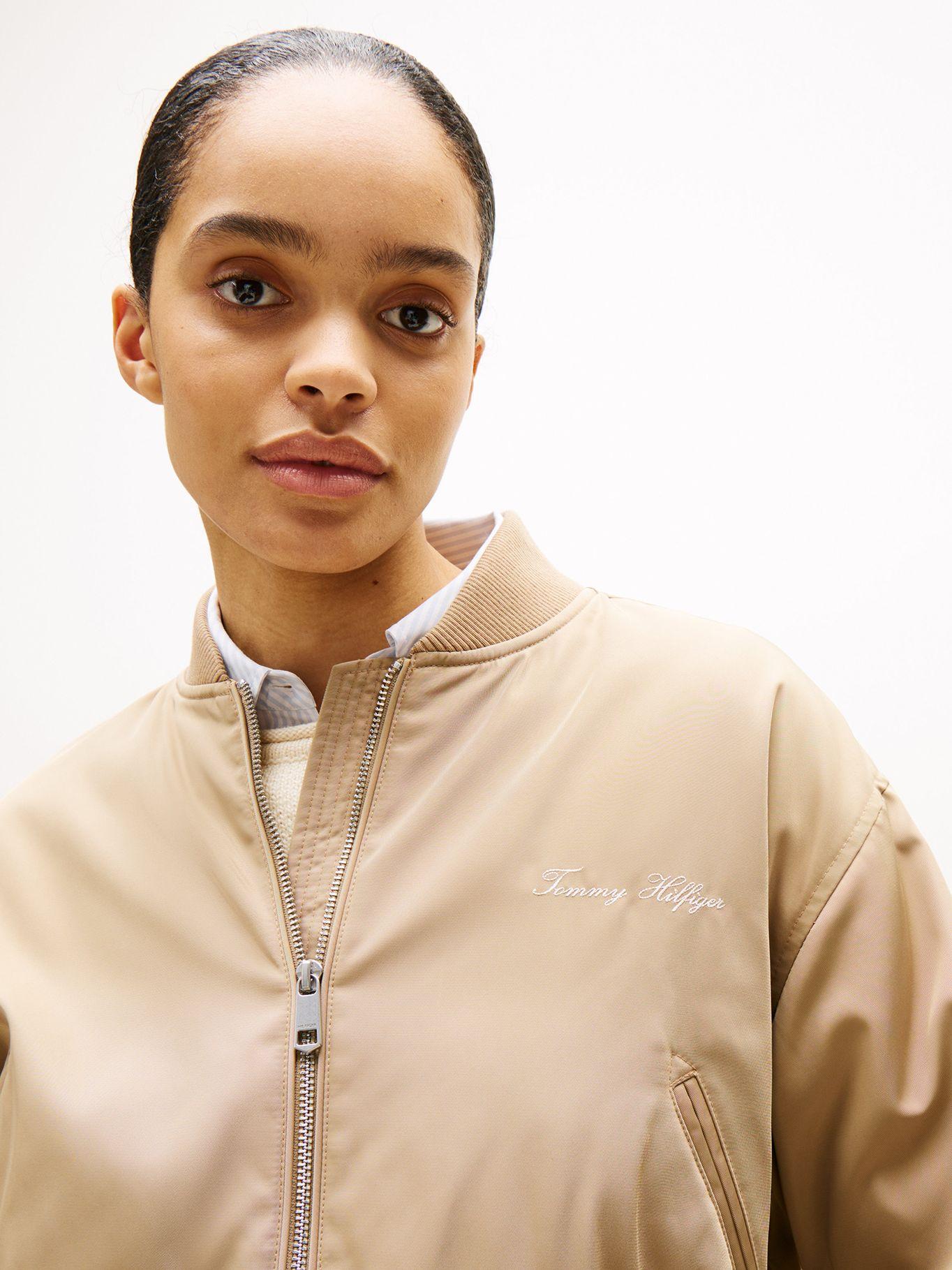 Chaqueta Bomber Cropped Solid Beige Tommy Hilfiger-3