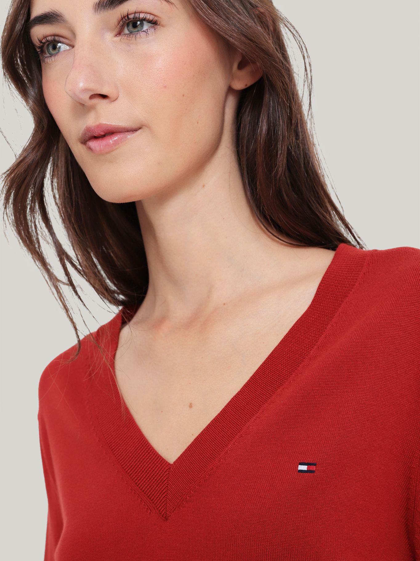 Sweater Solid V-Neck Rojo Tommy Hilfiger-3