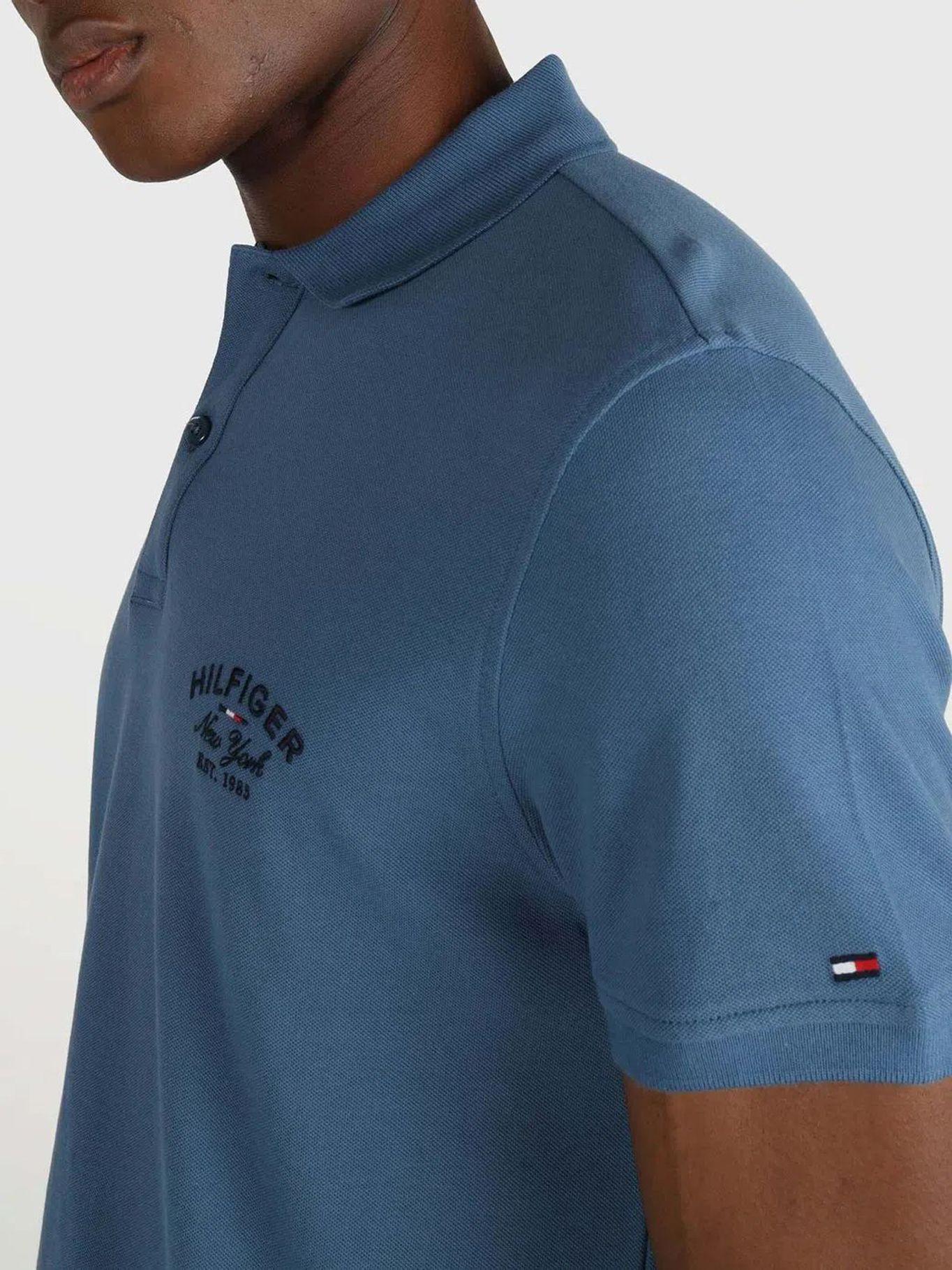 Polo Logo Bordado Regular Fit Azul Tommy Hilfiger-4
