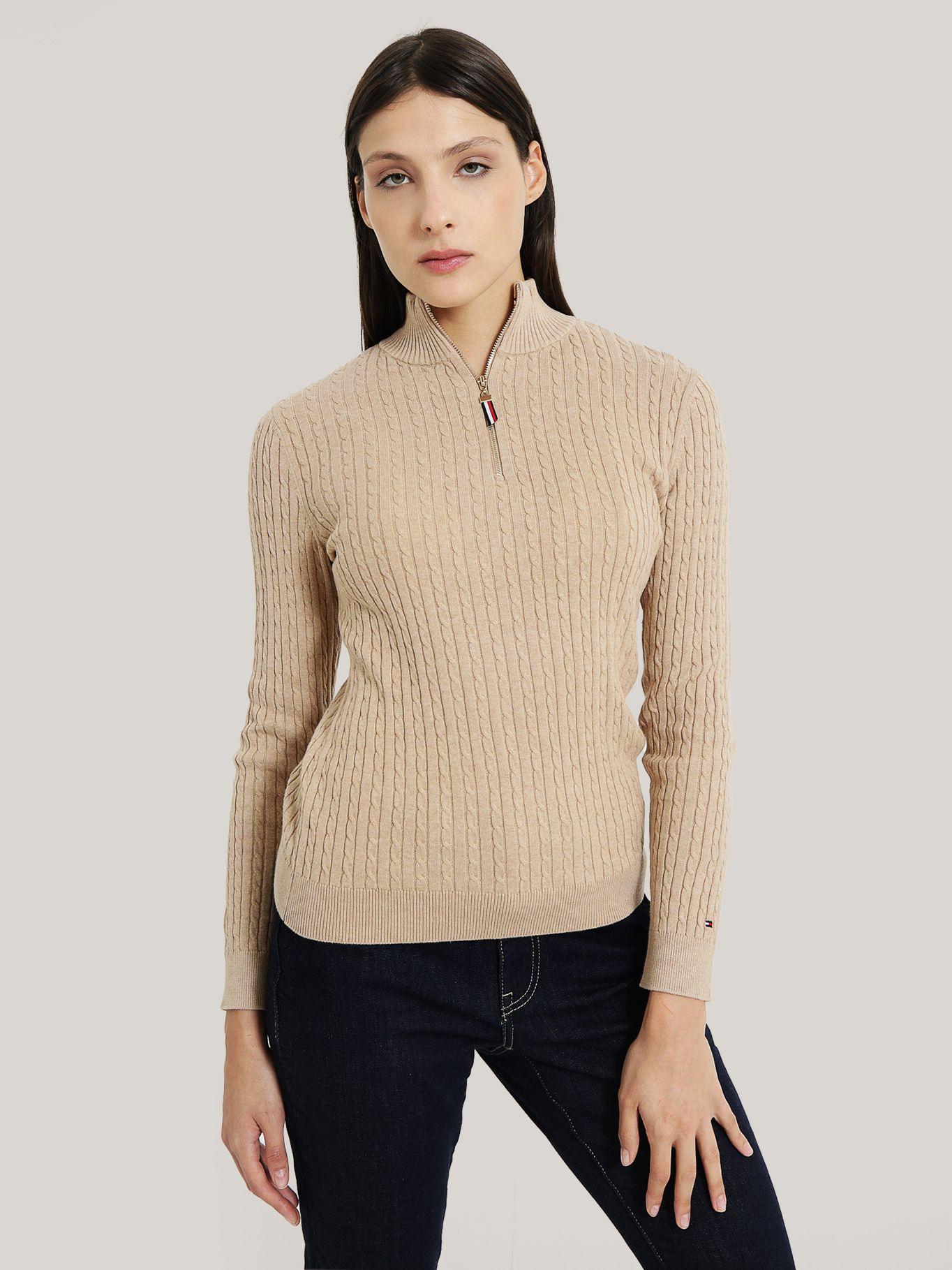 SWEATER SOLID DE ALGODÓN CIERRE CAFÉ TOMMY HILFIGER-0