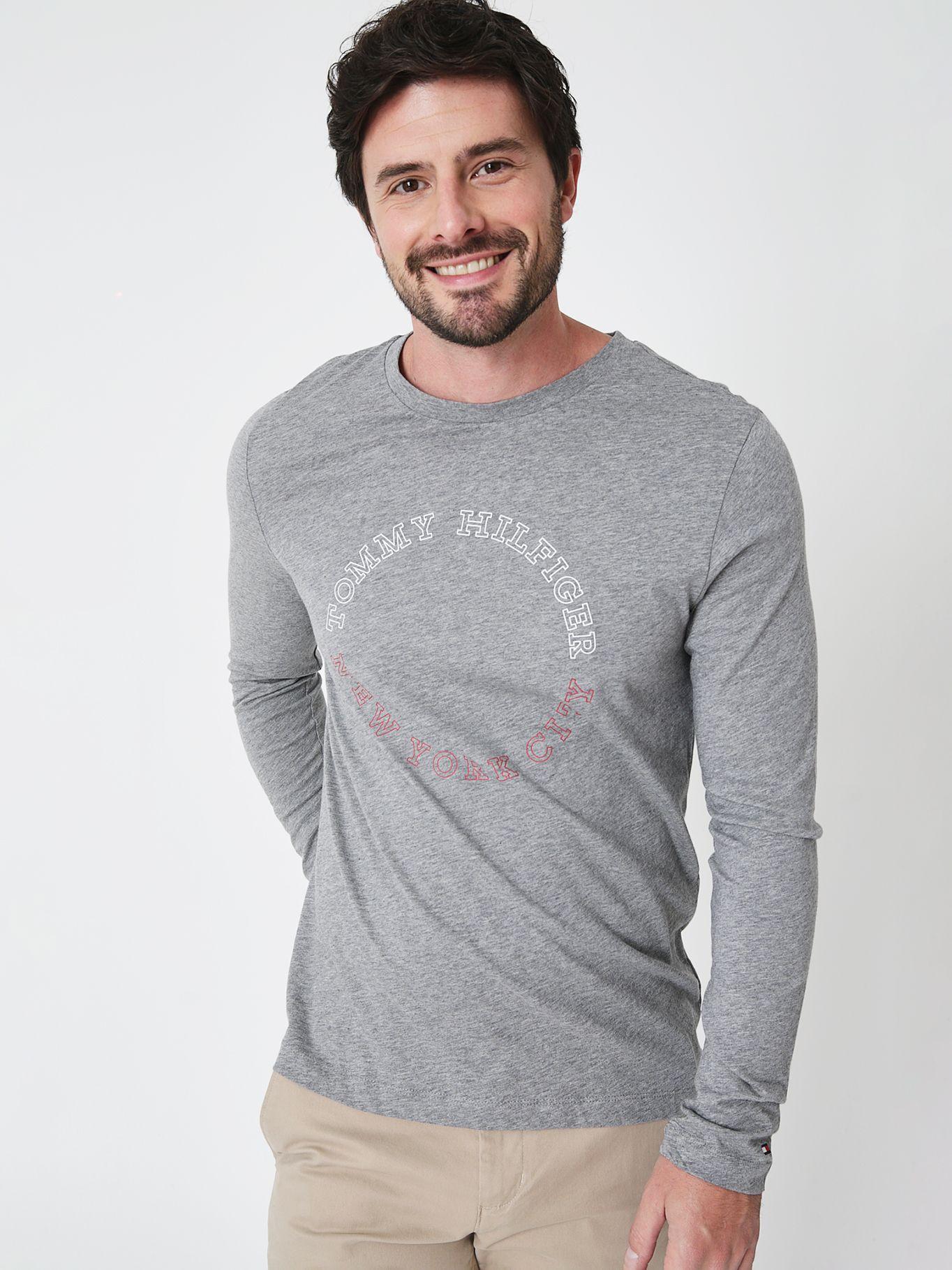 Polera Con Logo Circular Monotype Gris Tommy Hilfiger-0