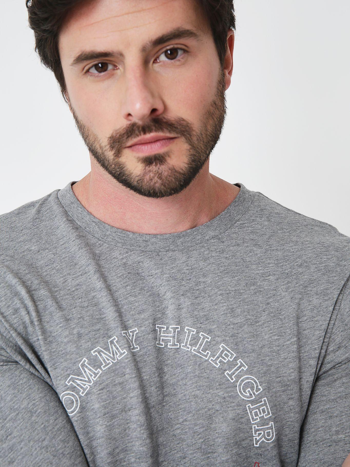 Polera Con Logo Circular Monotype Gris Tommy Hilfiger-3
