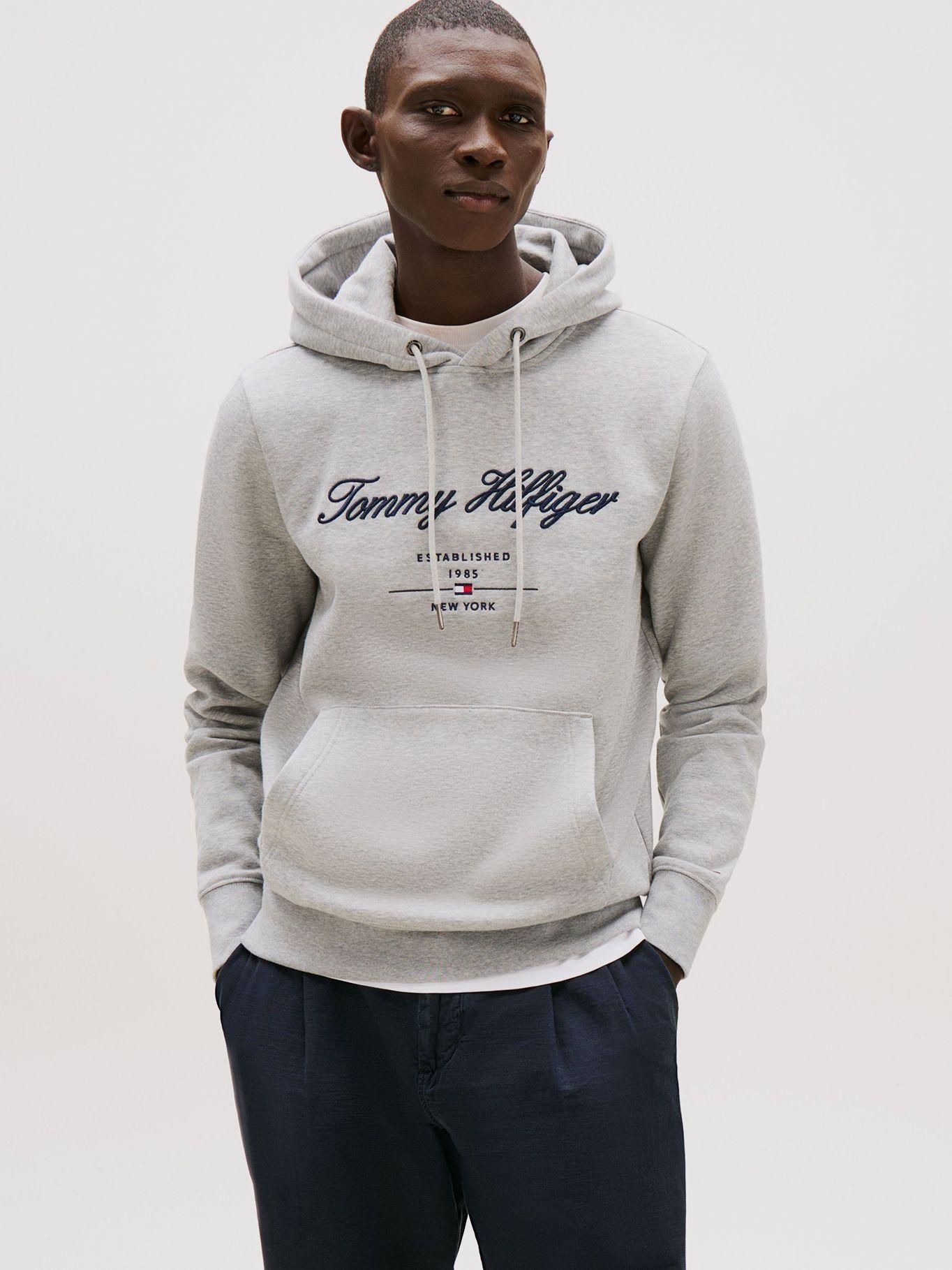 Polerón Hoodie Script Logo Gris Tommy Hilfiger-0