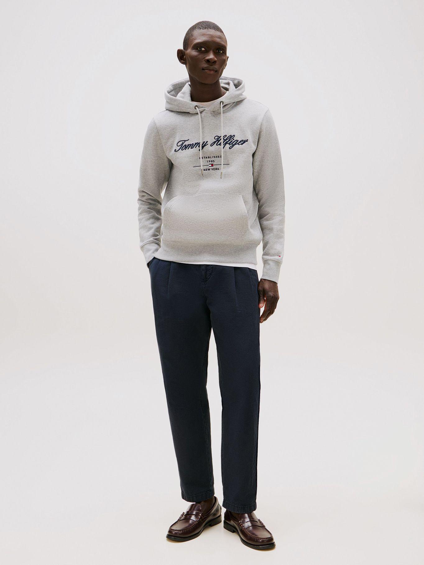 Polerón Hoodie Script Logo Gris Tommy Hilfiger-1