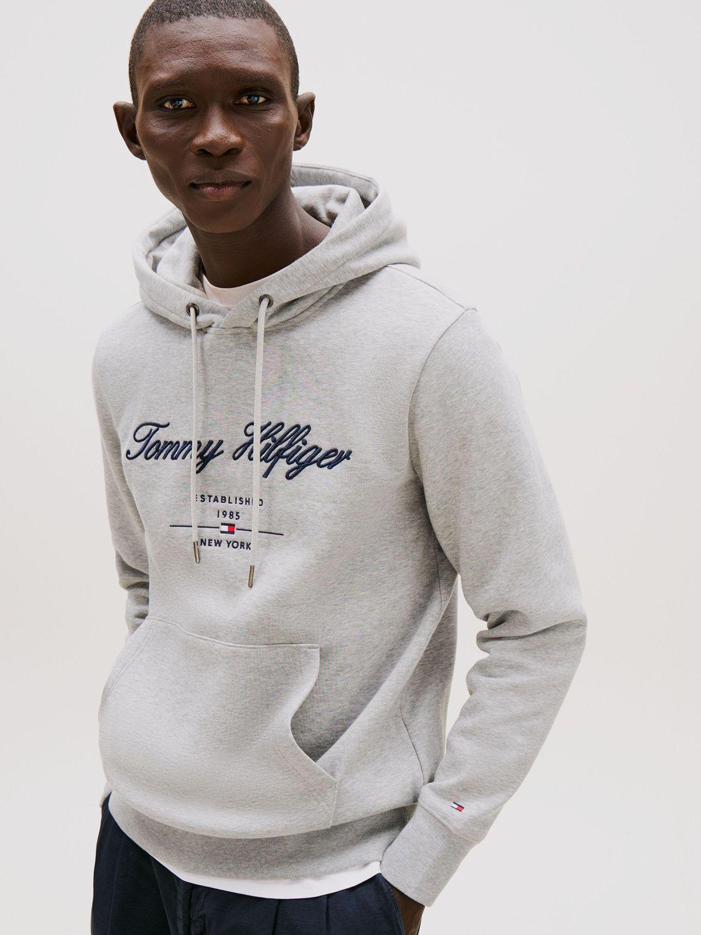 Polerón Hoodie Script Logo Gris Tommy Hilfiger-3