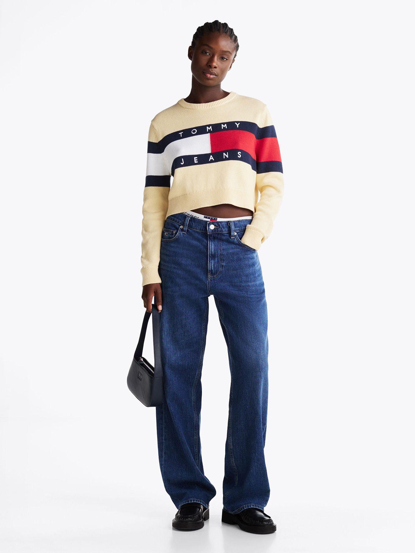 Sweater Color Block Relaxed Con Logo Amarillo Tommy Jeans-1