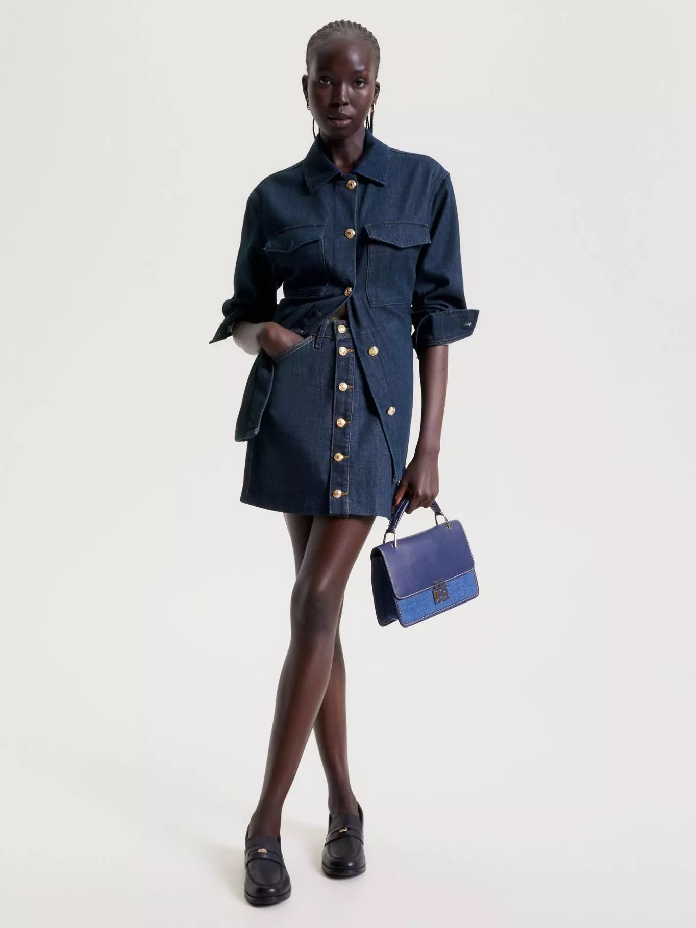 Mini Falda Denim Con Botones Azul Tommy Hilfiger-1