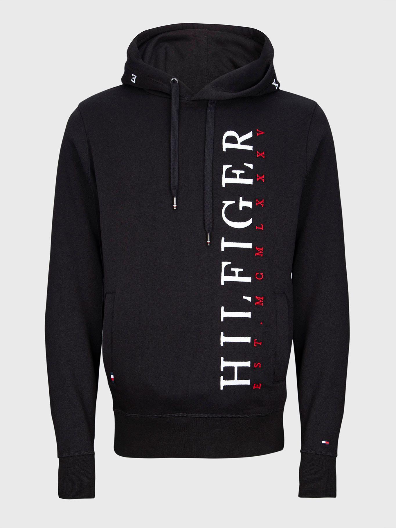 Polerón Hoodie Vertical Logo Negro Tommy Hilfiger-0