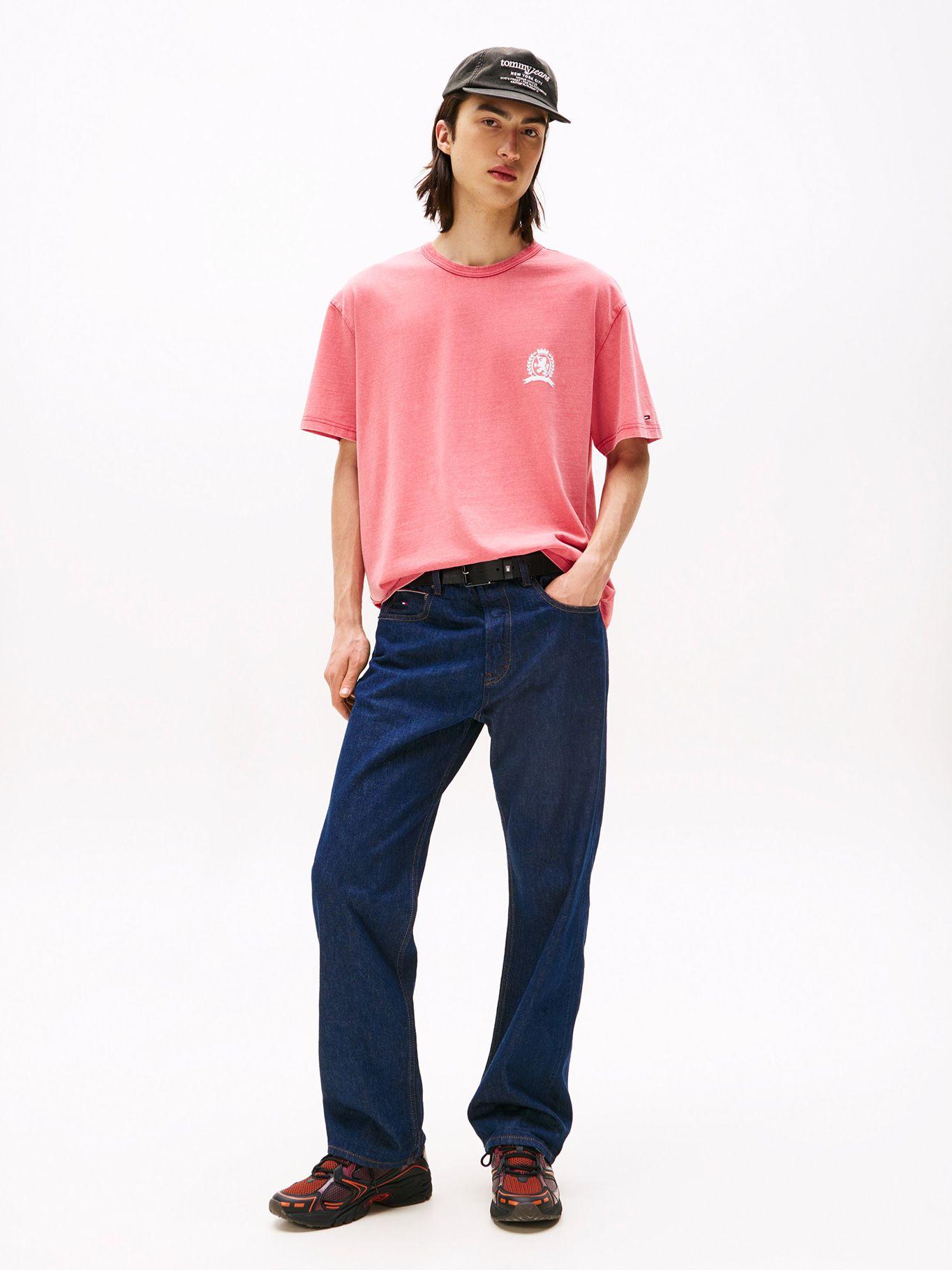 Polera Relaxed  Fit Crest Logo Rosado Tommy Jeans-1