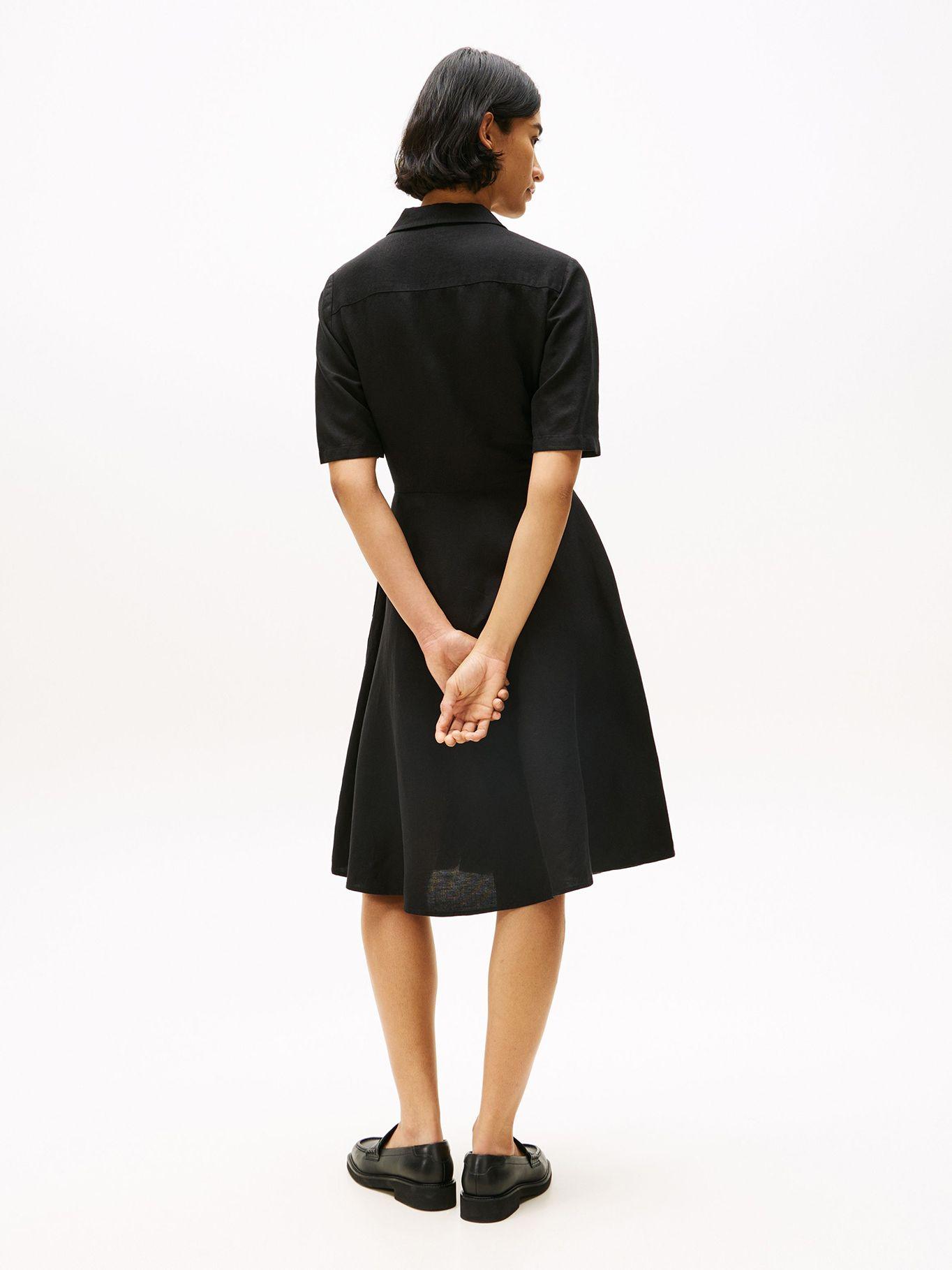 Vestido Camisero De Lino Negro Tommy Hilfiger-1