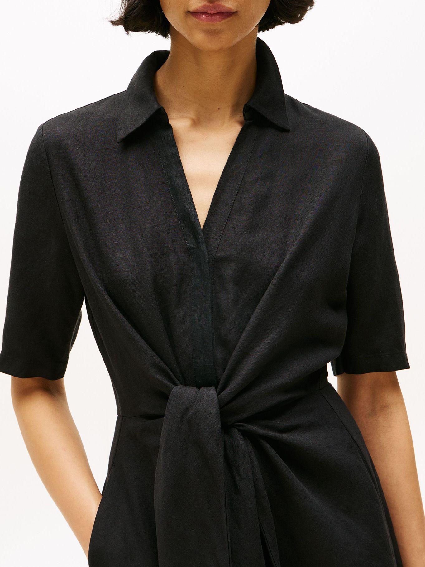 Vestido Camisero De Lino Negro Tommy Hilfiger-3