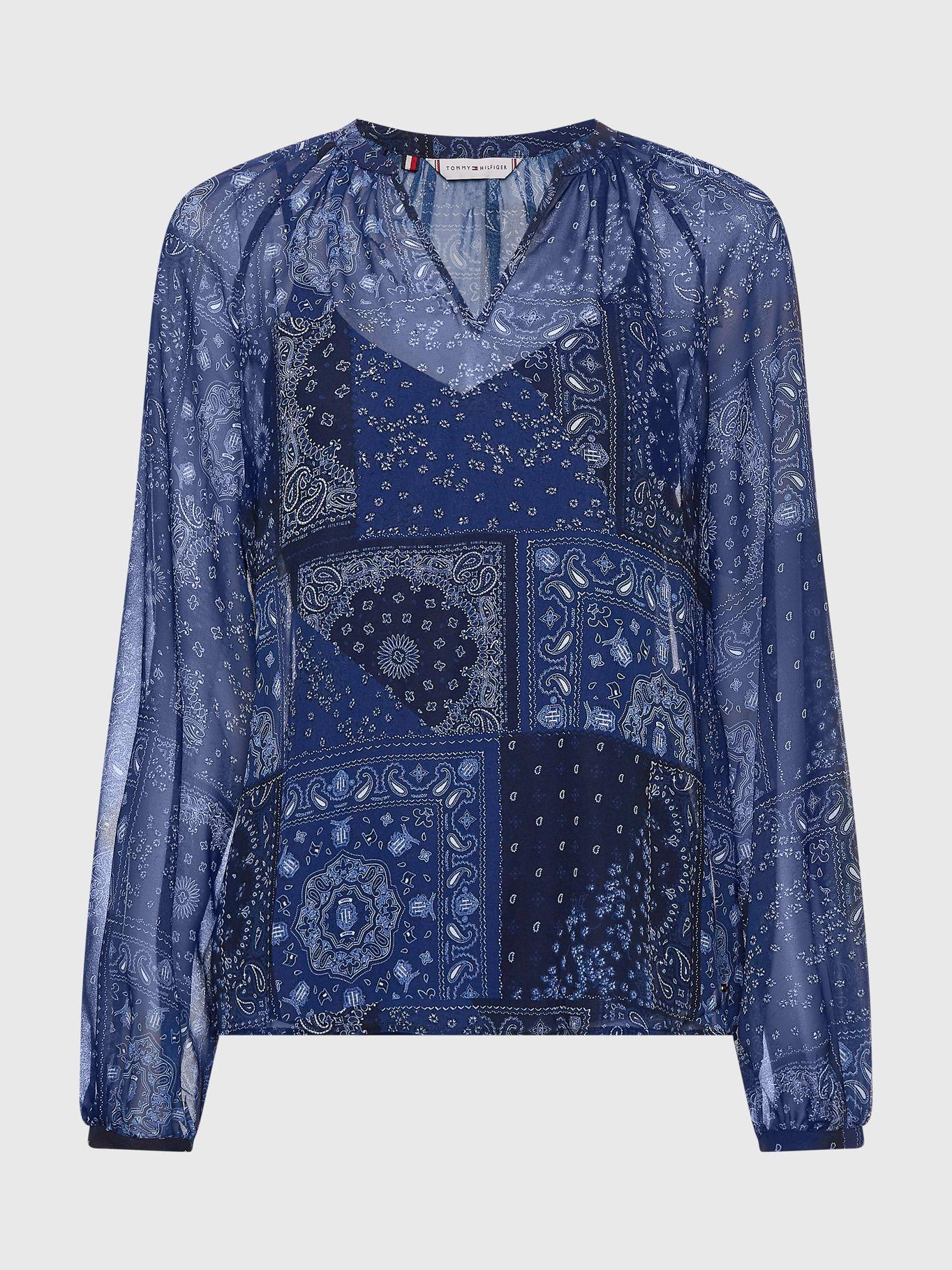 Blusa Amplia Con Print De Cachemir Azul Tommy Hilfiger-0