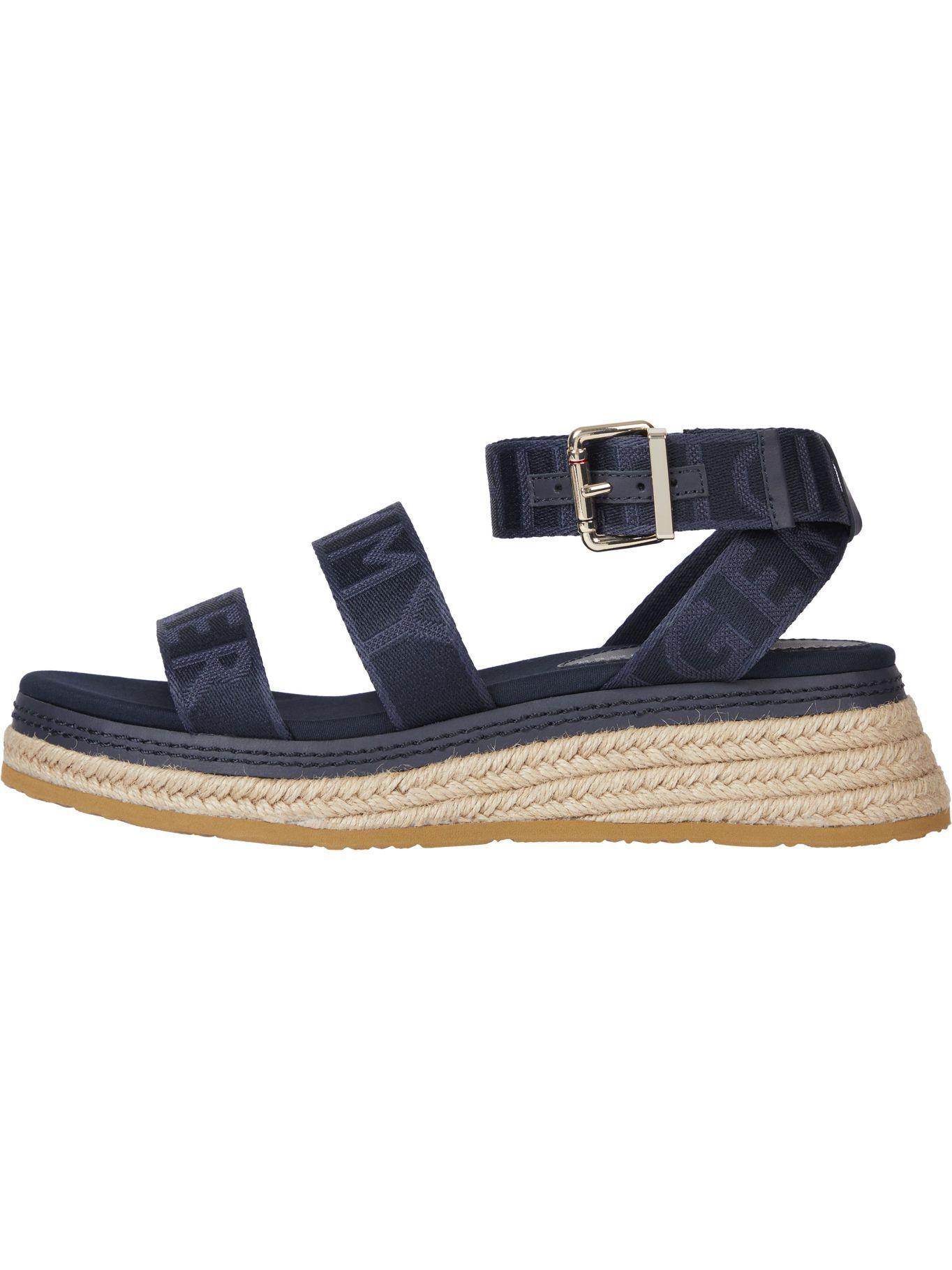 Sandalias Con Cuña Azul Tommy Hilfiger JN2-0