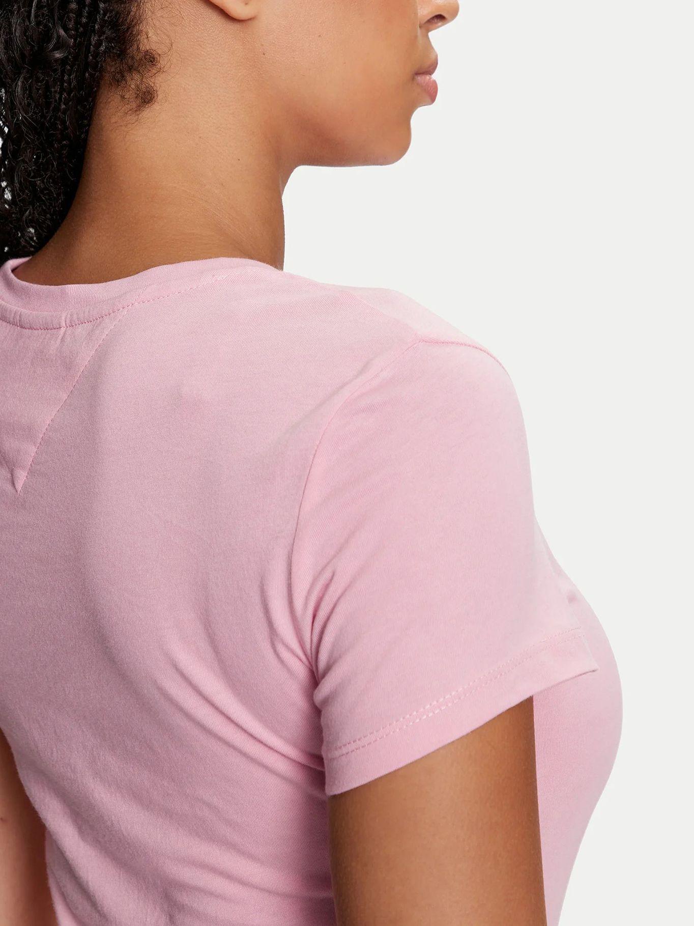 Polera Essential Slim Fit Con Logo Rosado Tommy Jeans-4