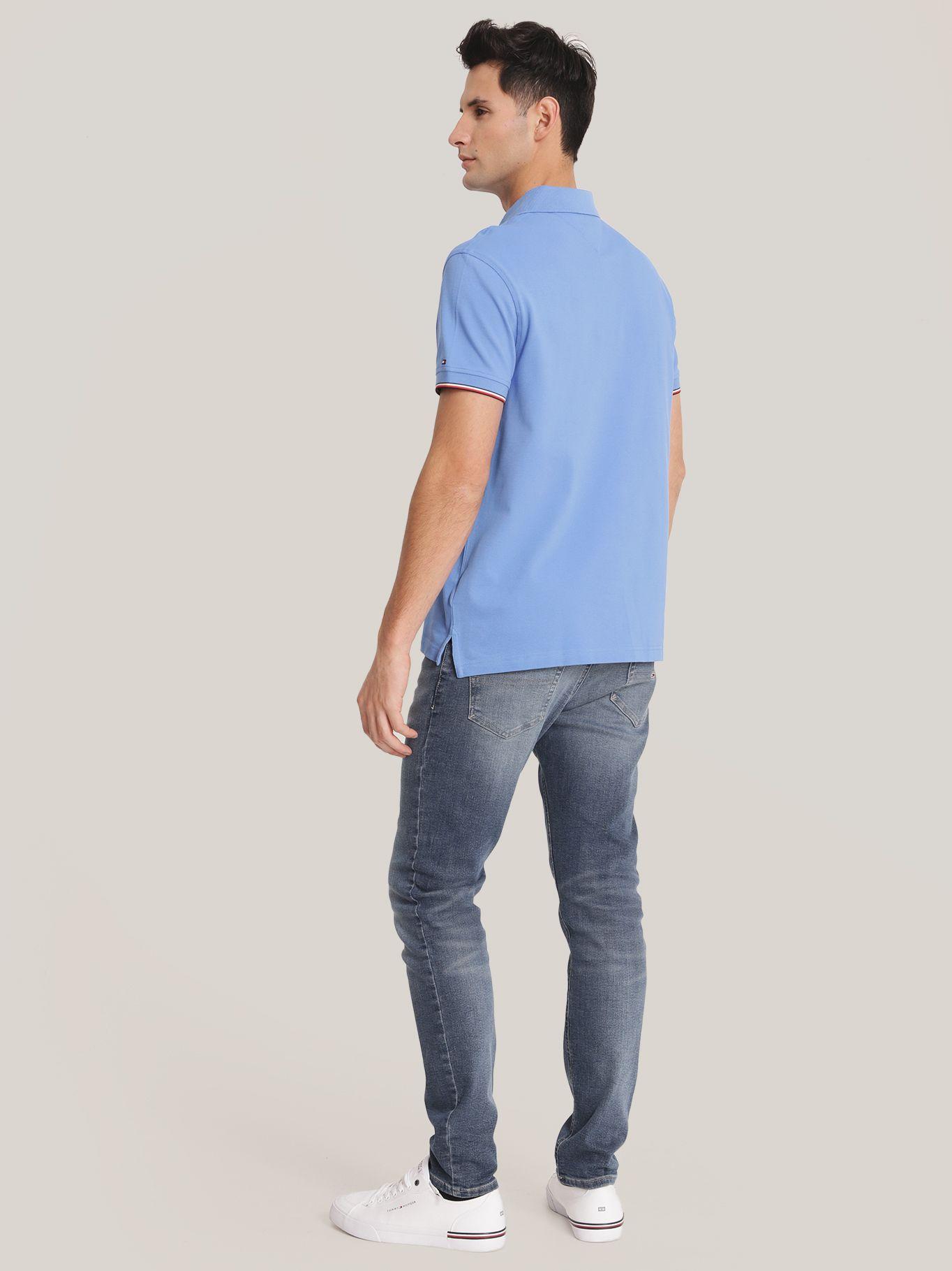 Polo Con Mangas Ribeteadas Celeste Tommy Hilfiger-2