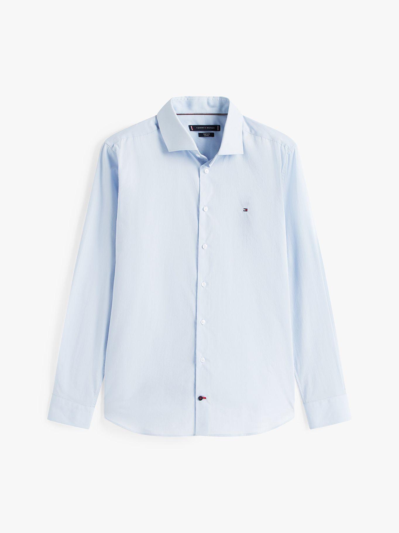 Camisa Flex Poplin Slim Fit Celeste Tommy Hilfiger-4