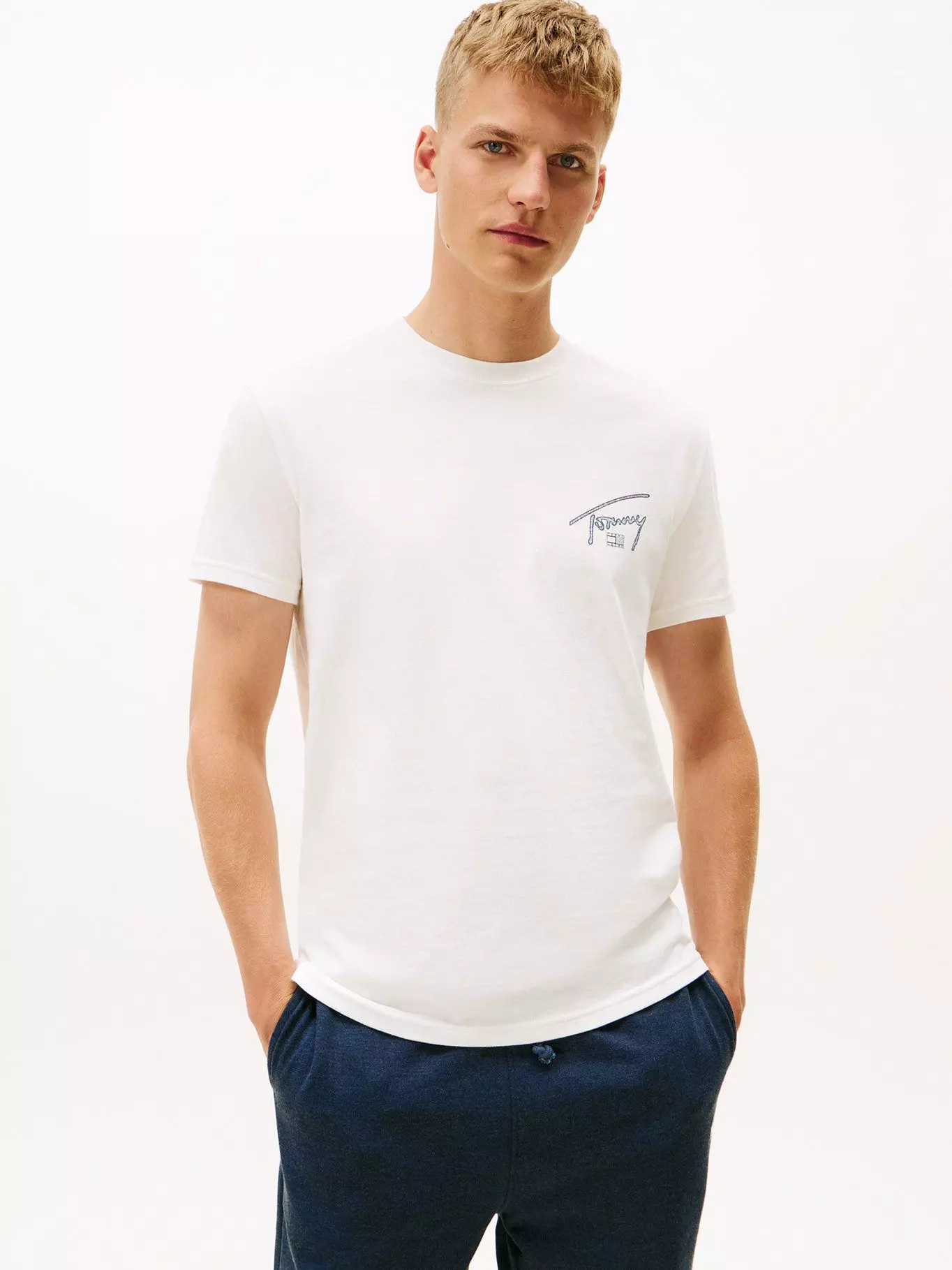 Polera Logo Signature Regular Fit Tommy Jeans Blanco-0