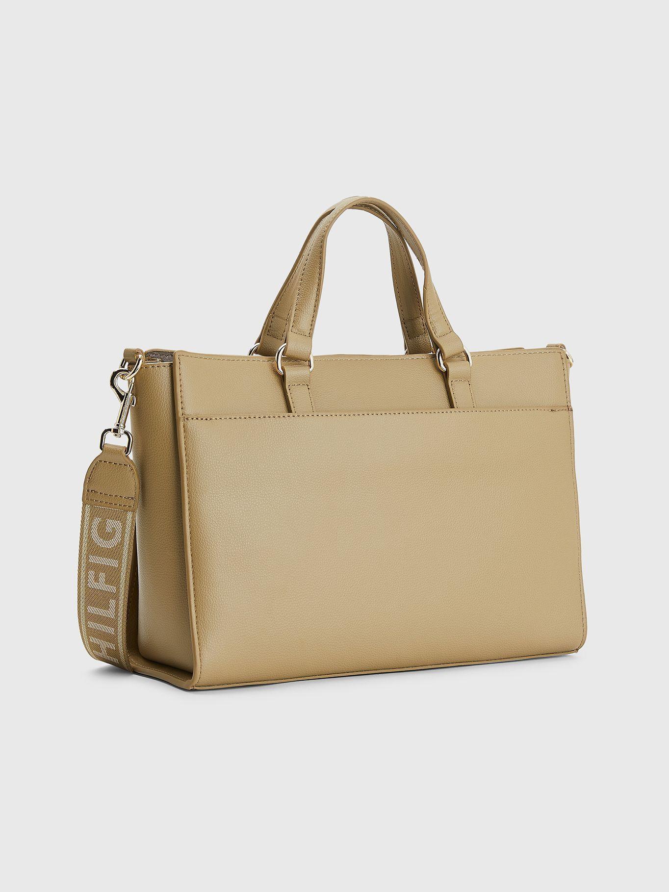 Cartera Satchel Joy Con Logo Beige Tommy Hilfiger-1