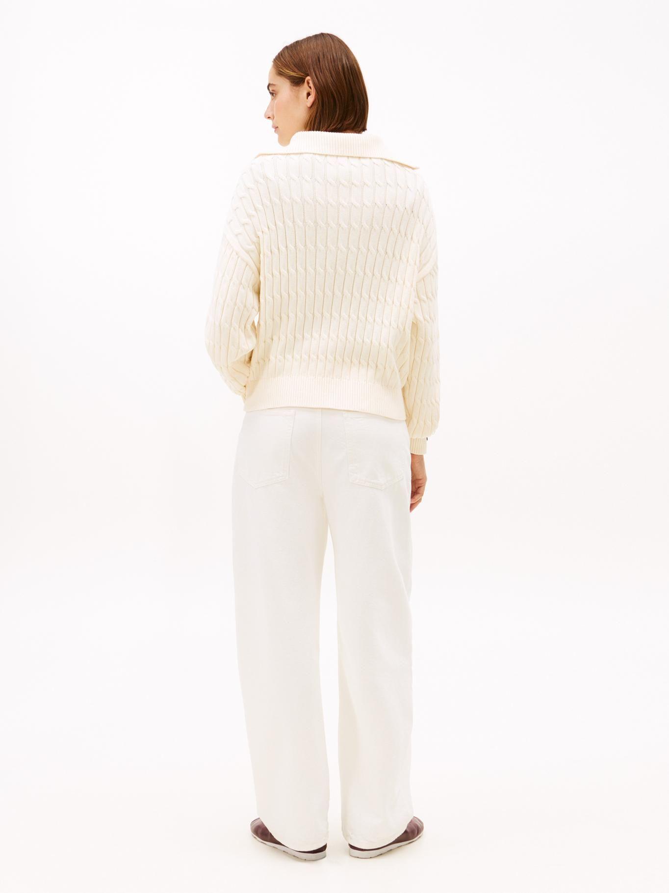 Sweater Con Cierre Tejido Cableado Tommy Hilfiger Beige-2