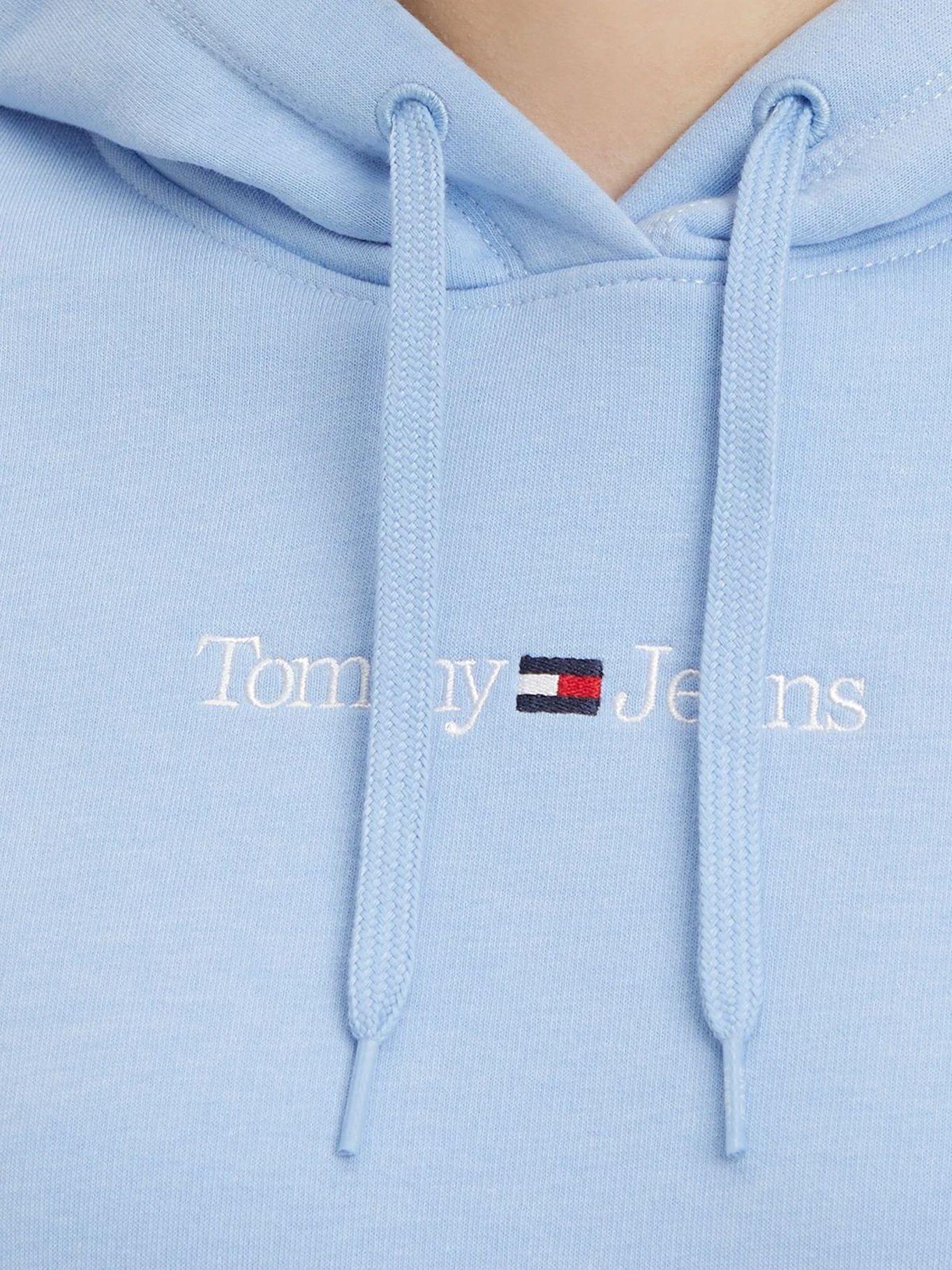 Polerón Hoodie Serif Linear Logo Celeste Tommy Jeans-2