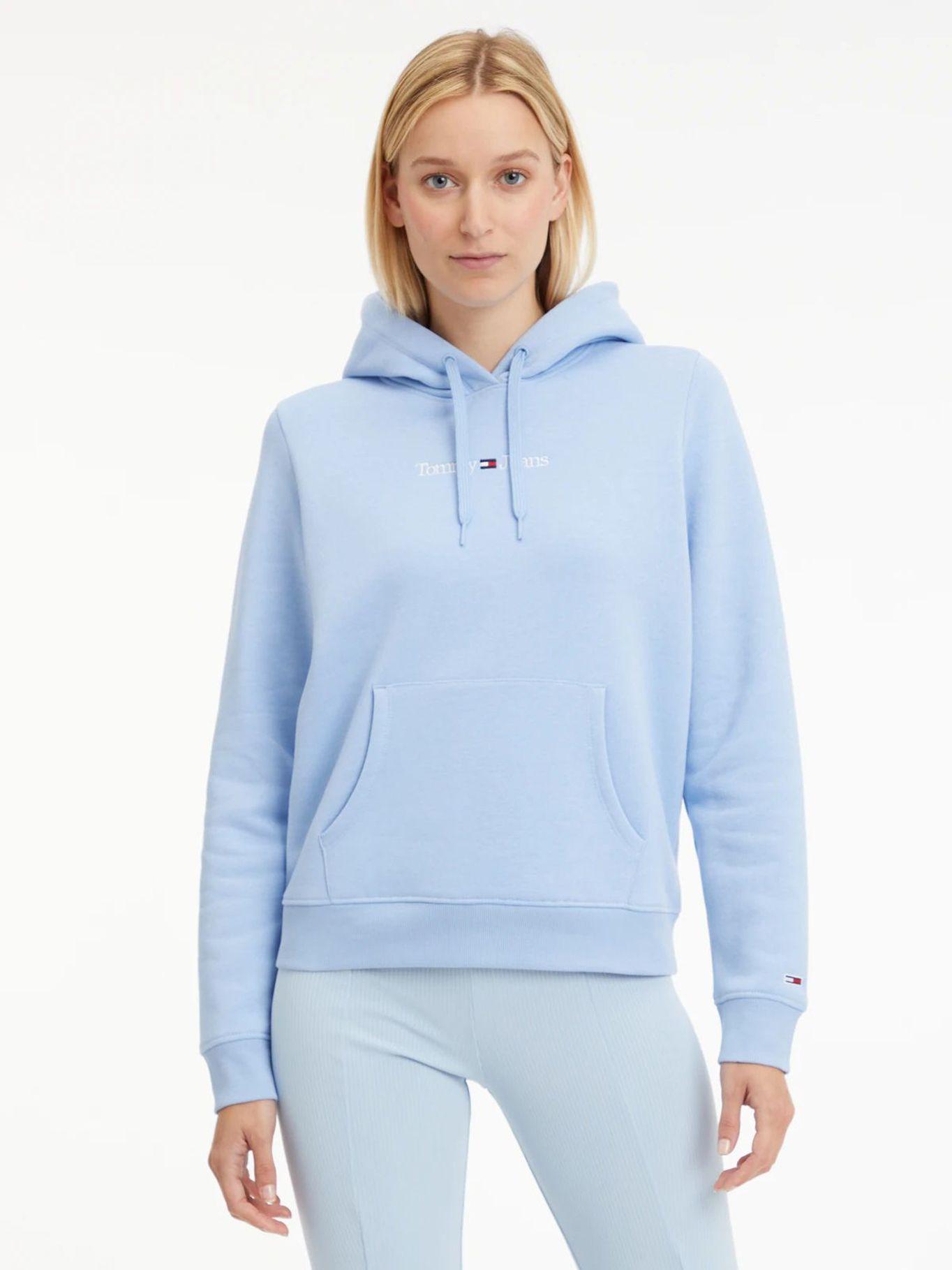 Polerón Hoodie Serif Linear Logo Celeste Tommy Jeans-0