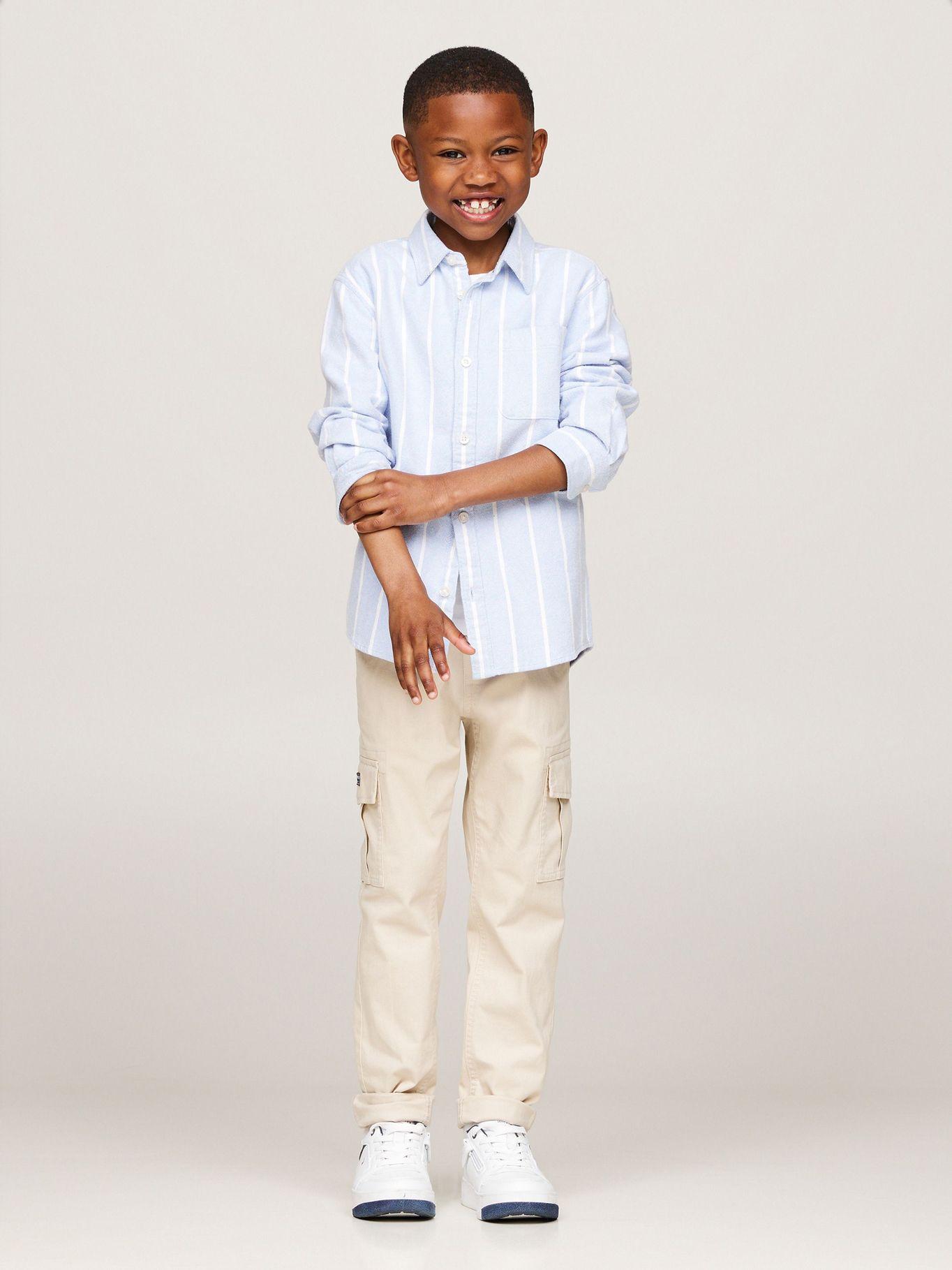 Camisa Rayas Con Monotype Logo Celeste Tommy Hilfiger-1