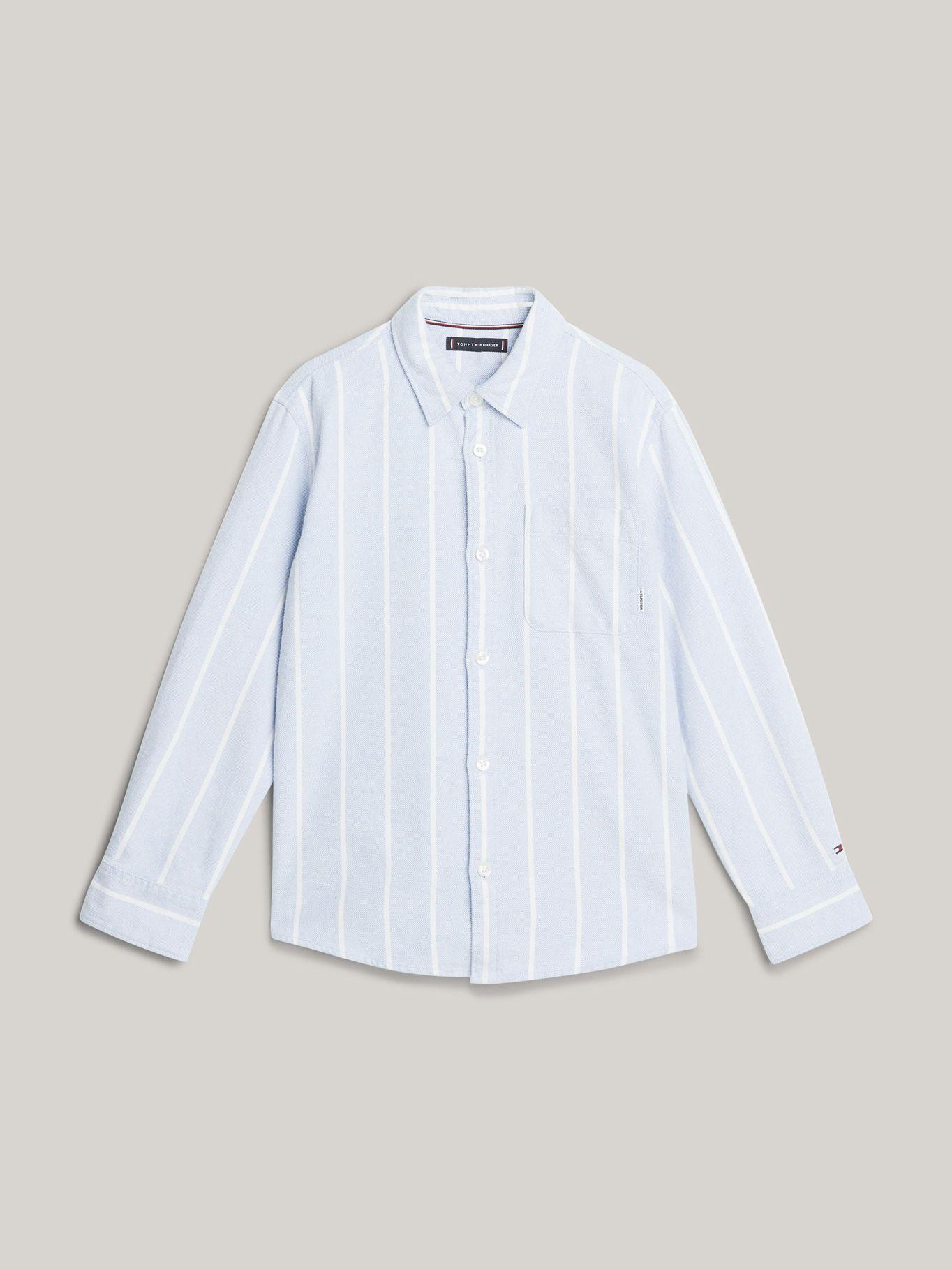 Camisa Rayas Con Monotype Logo Celeste Tommy Hilfiger-4
