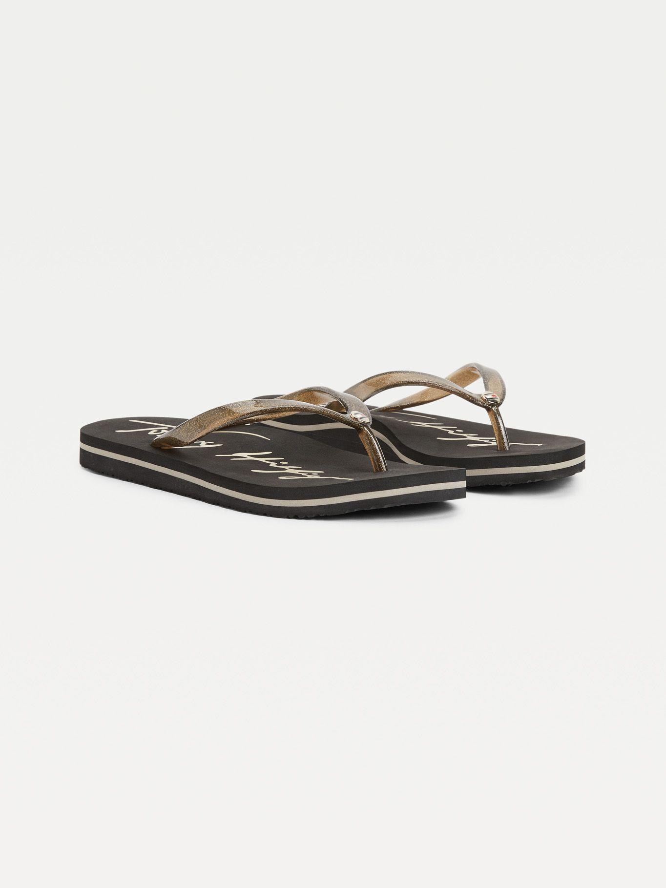 Sandalias Con Tiras De Glitter Negro Tommy Hilfiger-0