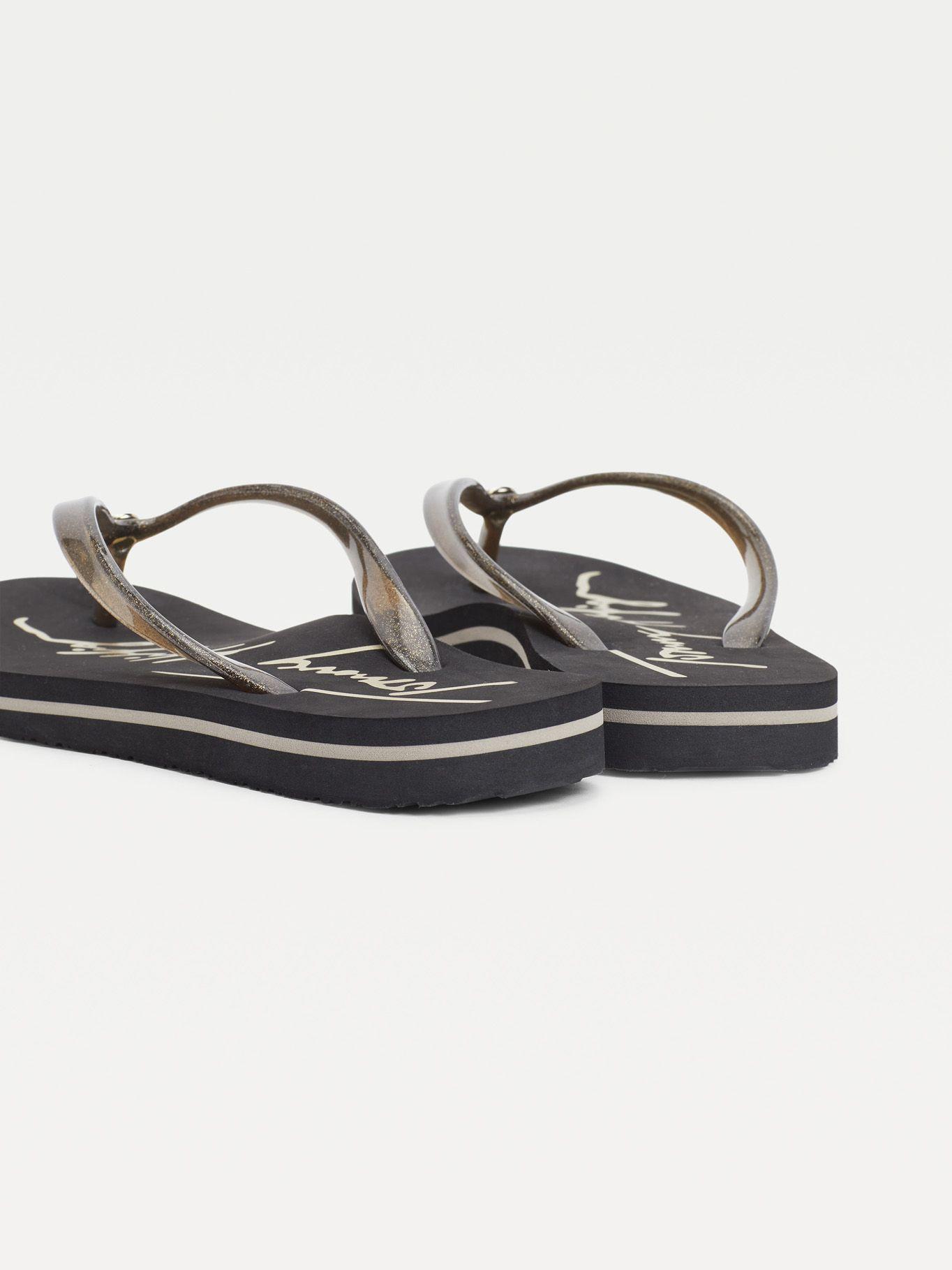 Sandalias Con Tiras De Glitter Negro Tommy Hilfiger-1