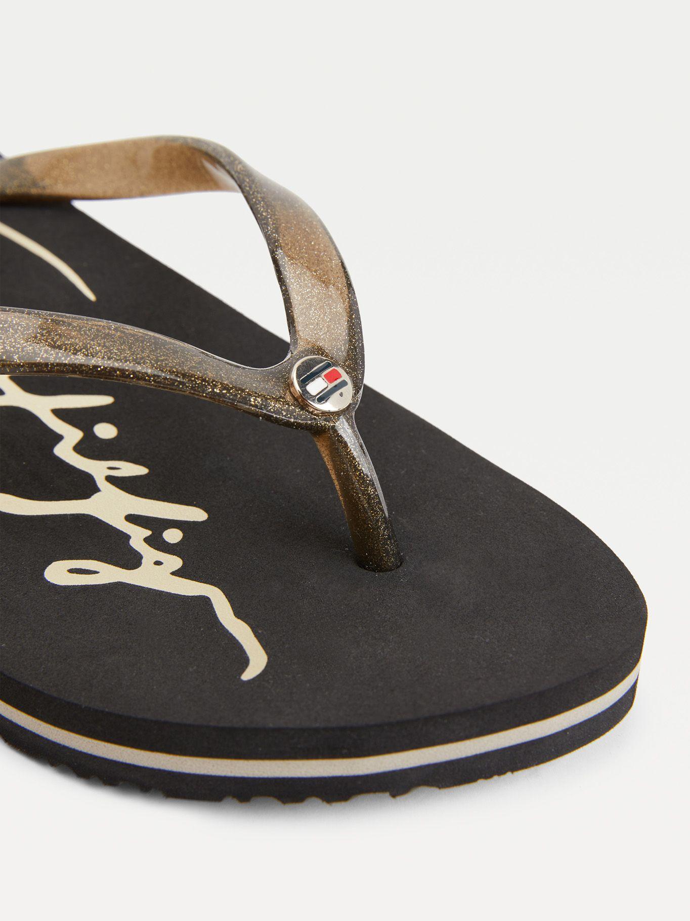Sandalias Con Tiras De Glitter Negro Tommy Hilfiger-2