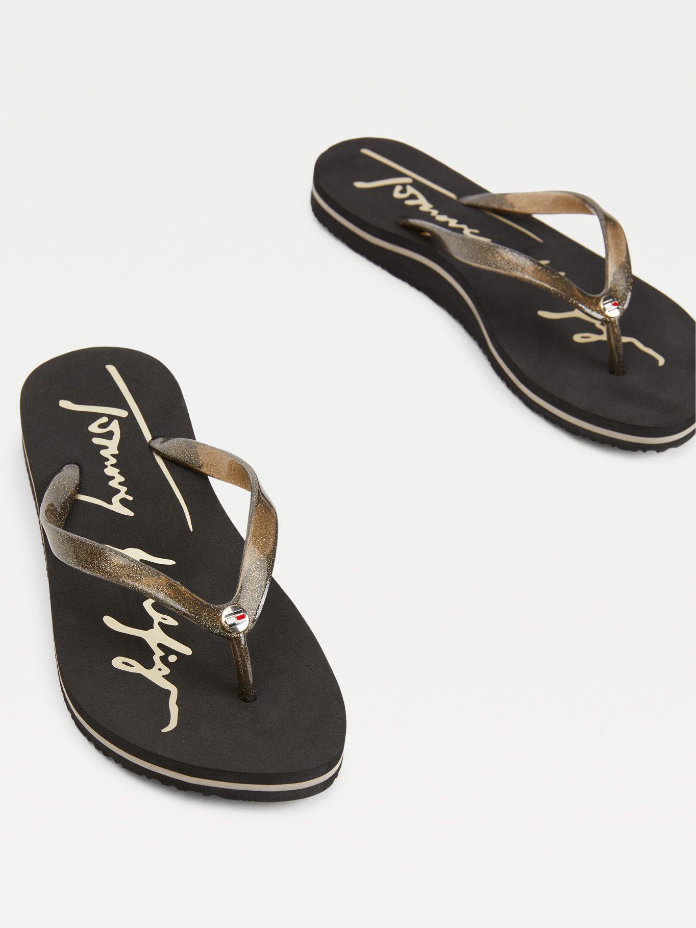 Sandalias Con Tiras De Glitter Negro Tommy Hilfiger-3