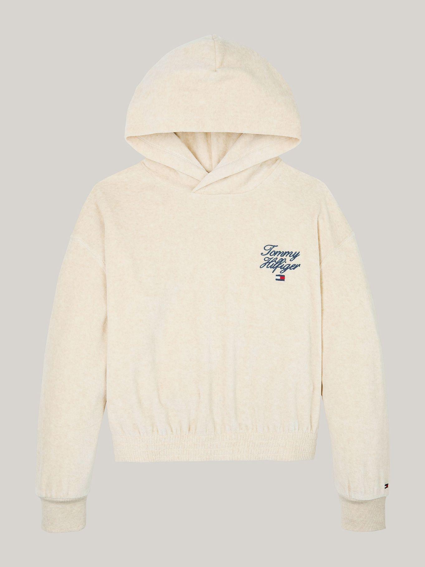 Polerón Hoodie De Niña Logo Script Beige Tommy Hilfiger-4