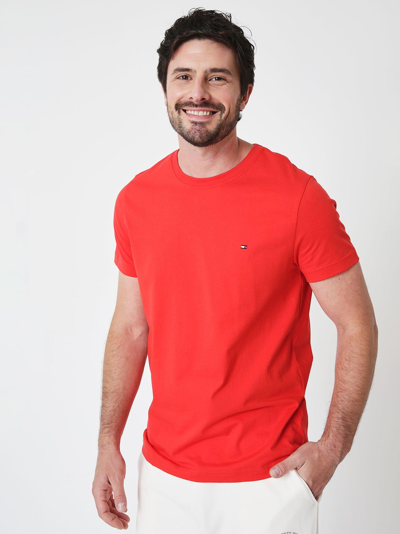 Polera Essential/ C-Neck Slim Fit Rojo Tommy Hilfiger-0