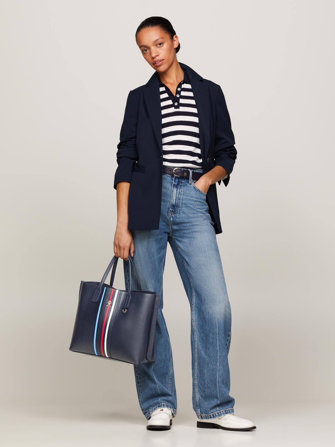 Cartera Satchel Iconic Stripe Azul Tommy Hilfiger-1