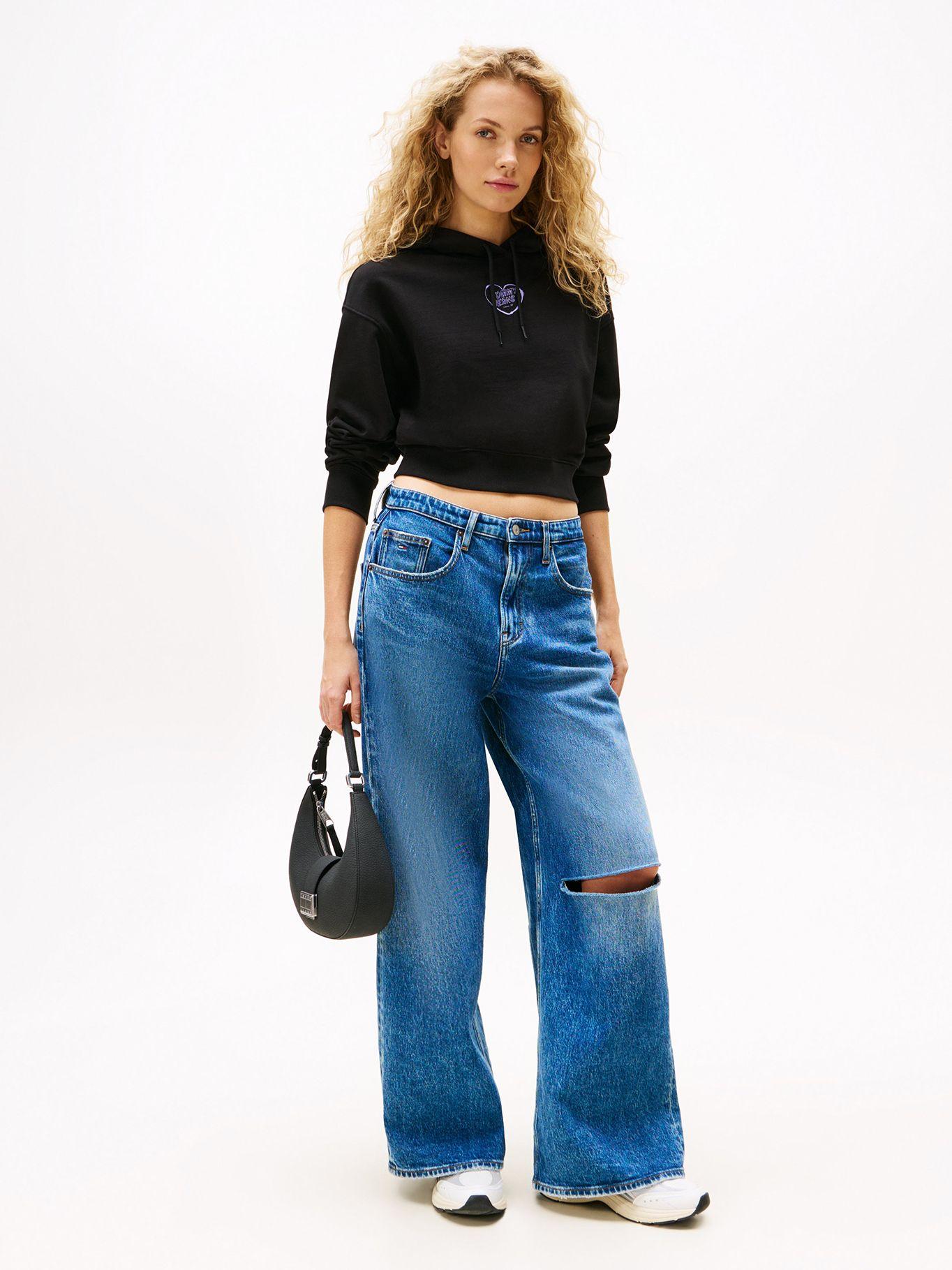 Polerón Hoodie Relaxed Cropped Negro BDS Tommy Jeans-1