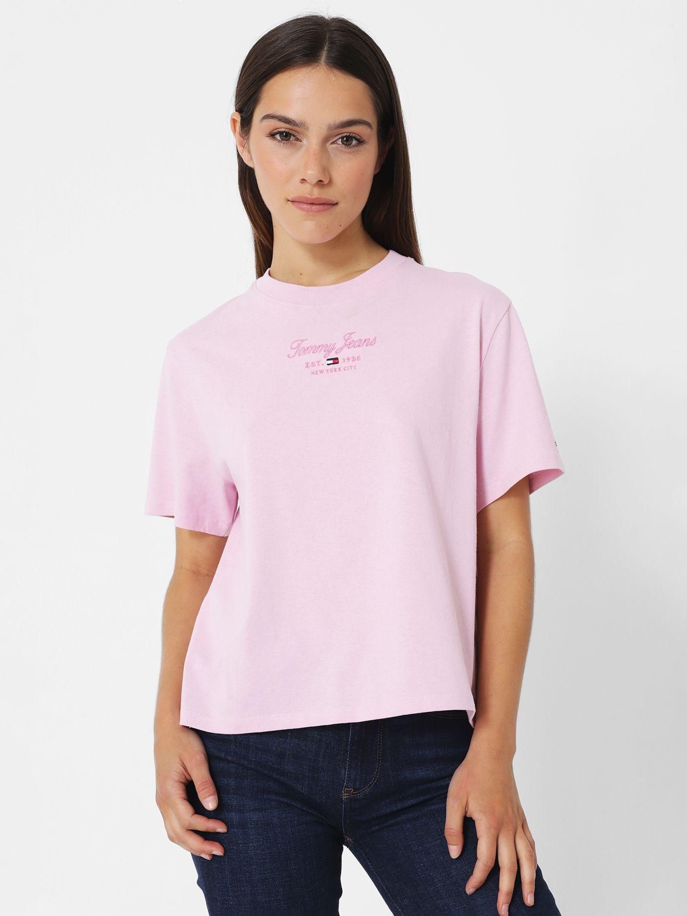 Polera Essential Classic Con Logo Rosado Tommy Jeans-0