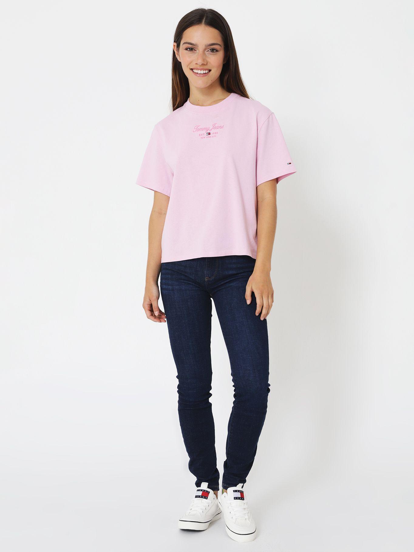 Polera Essential Classic Con Logo Rosado Tommy Jeans-1
