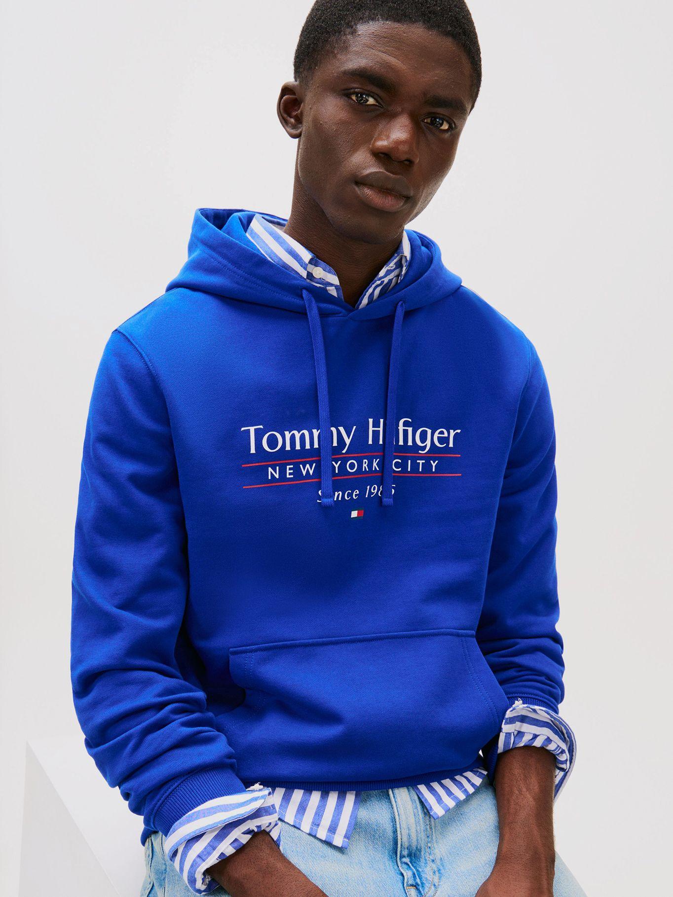 Polerón Hoodie Center Stack Logo Azul Tommy Hilfiger-3
