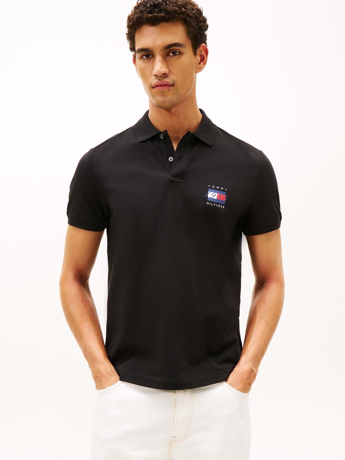 Polo Regular Fit Con Logo Gráfico Negro Tommy Hilfiger-0