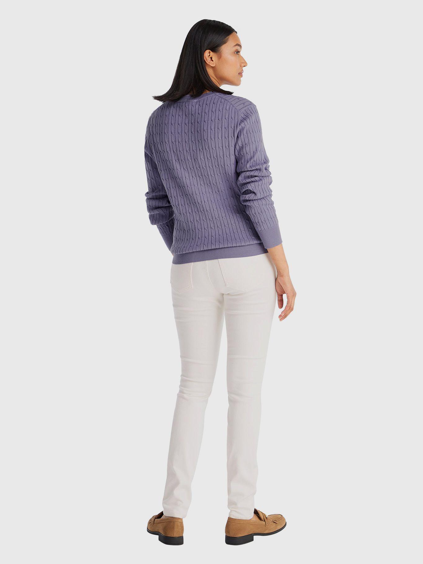 Sweater De Tejido Cable Lila Tommy Hilfiger-1