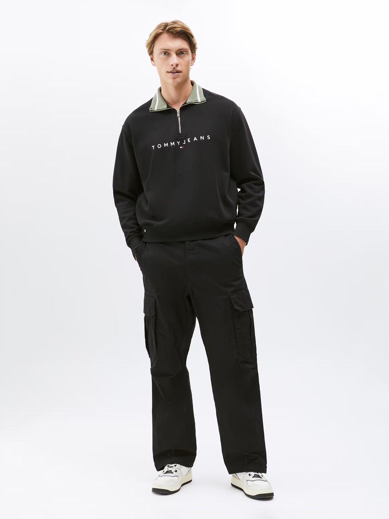 Polerón Relaxed Con Medio Cierre Negro Tommy Jeans-1