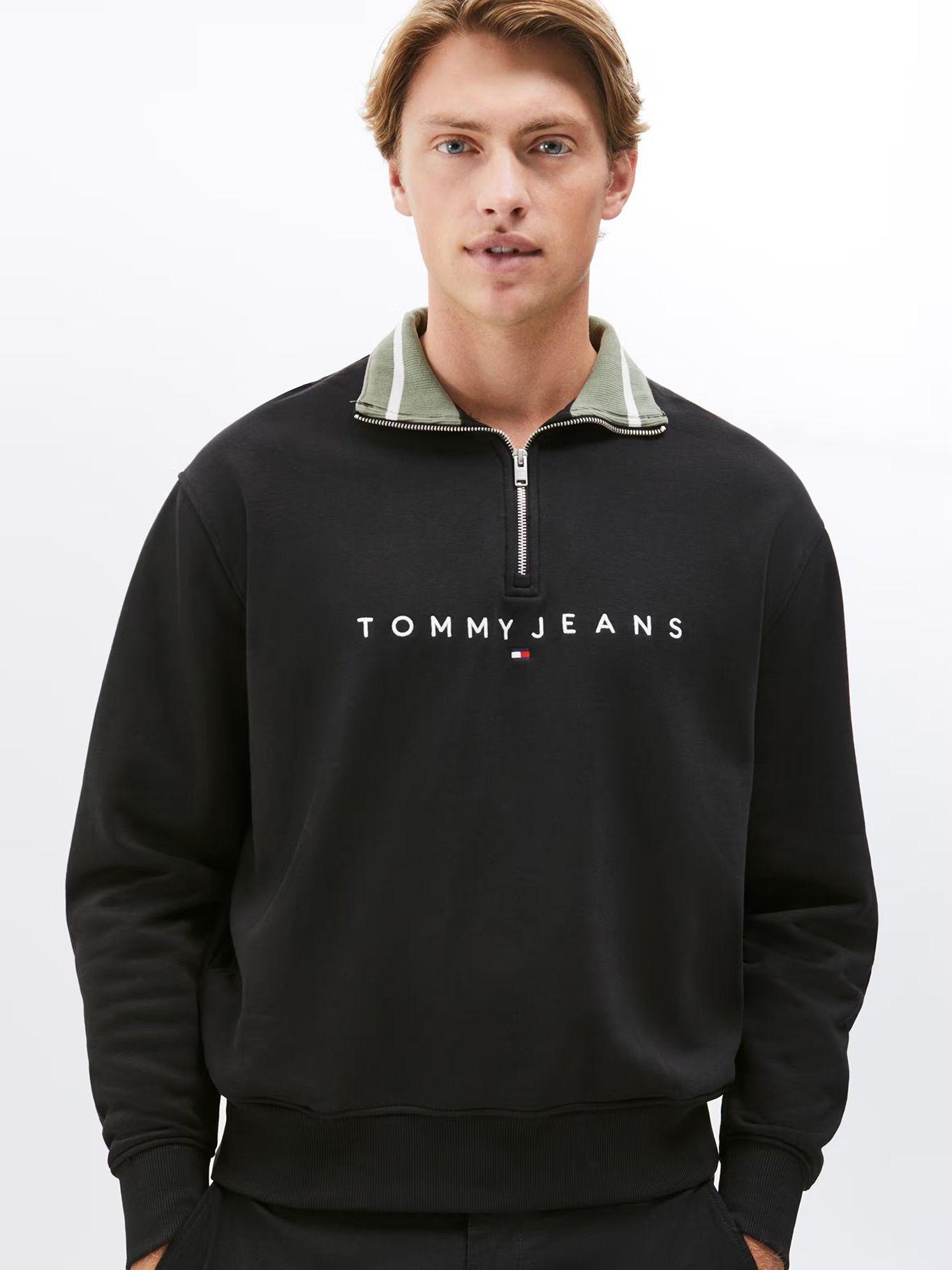 Polerón Relaxed Con Medio Cierre Negro Tommy Jeans-3