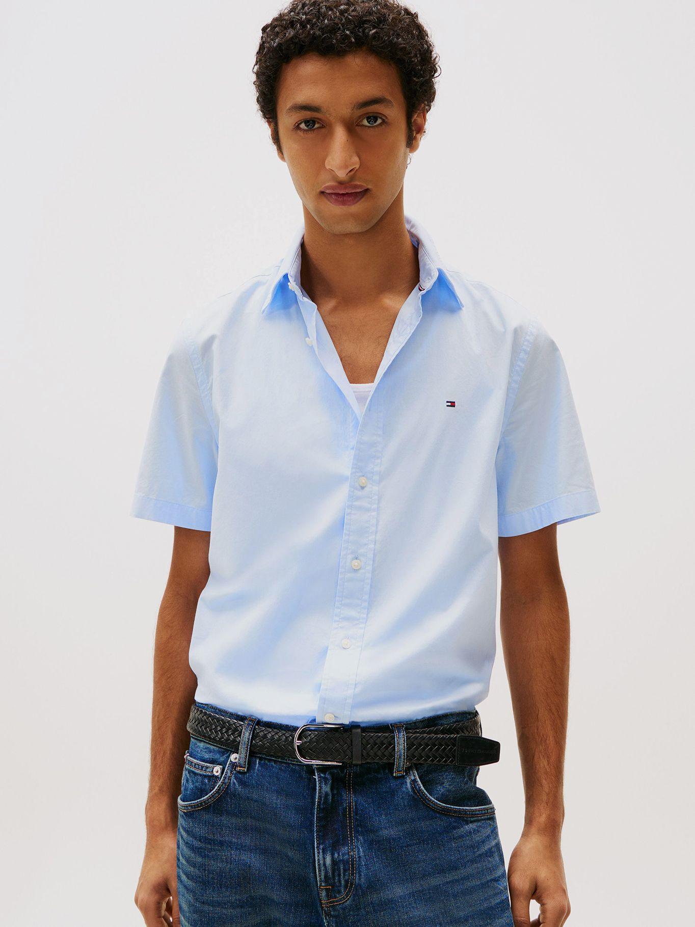 Camisa Flex Poplin Solid Celeste Tommy Hilfiger-0